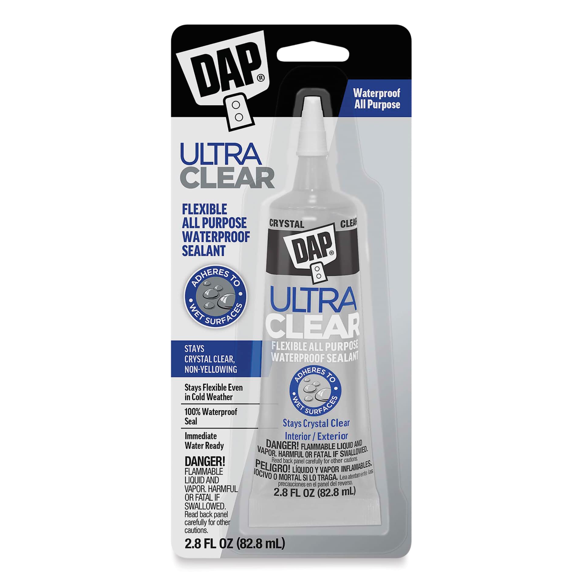 DAP Ultra Clear Flexible All Purpose Waterproof Sealant - 2.8 oz Tube front of packaging