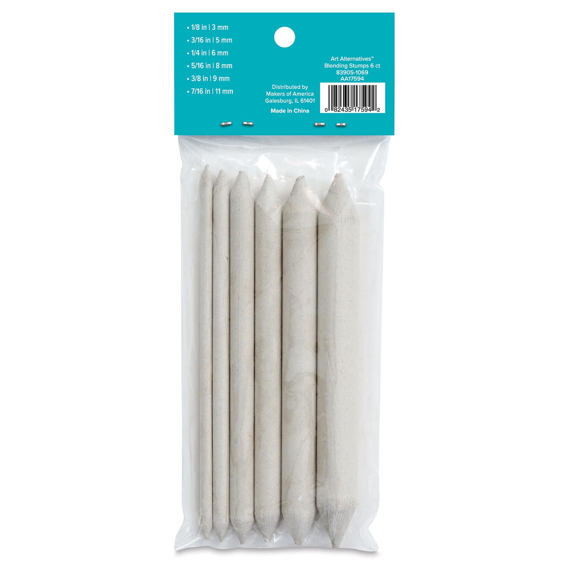 Art Alternatives Blending Stumps - Assorted, Set of 6, out of packaging, back of packaging