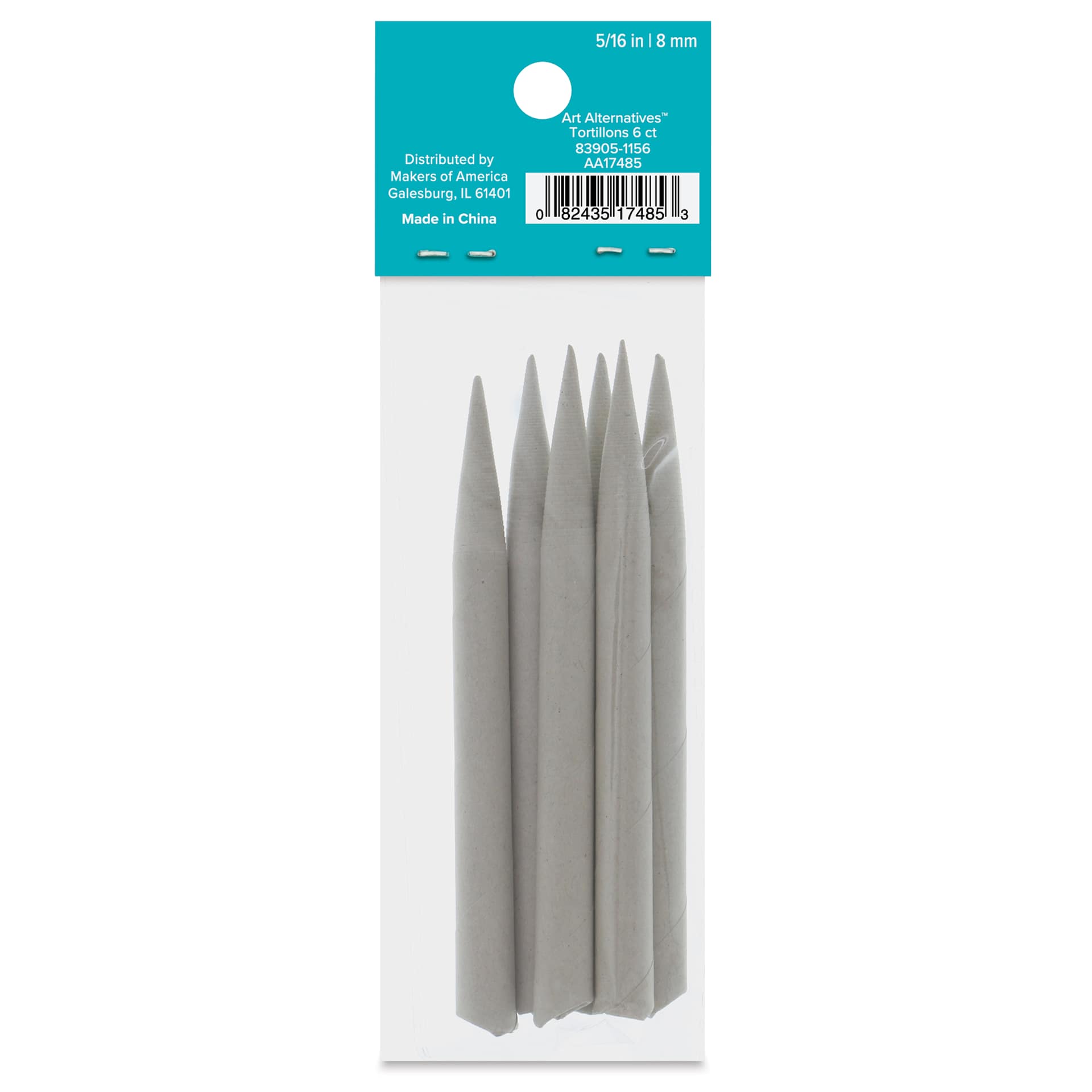Art Alternatives Tortillons, Large, 6/Pkg., 5/16", back of packaging