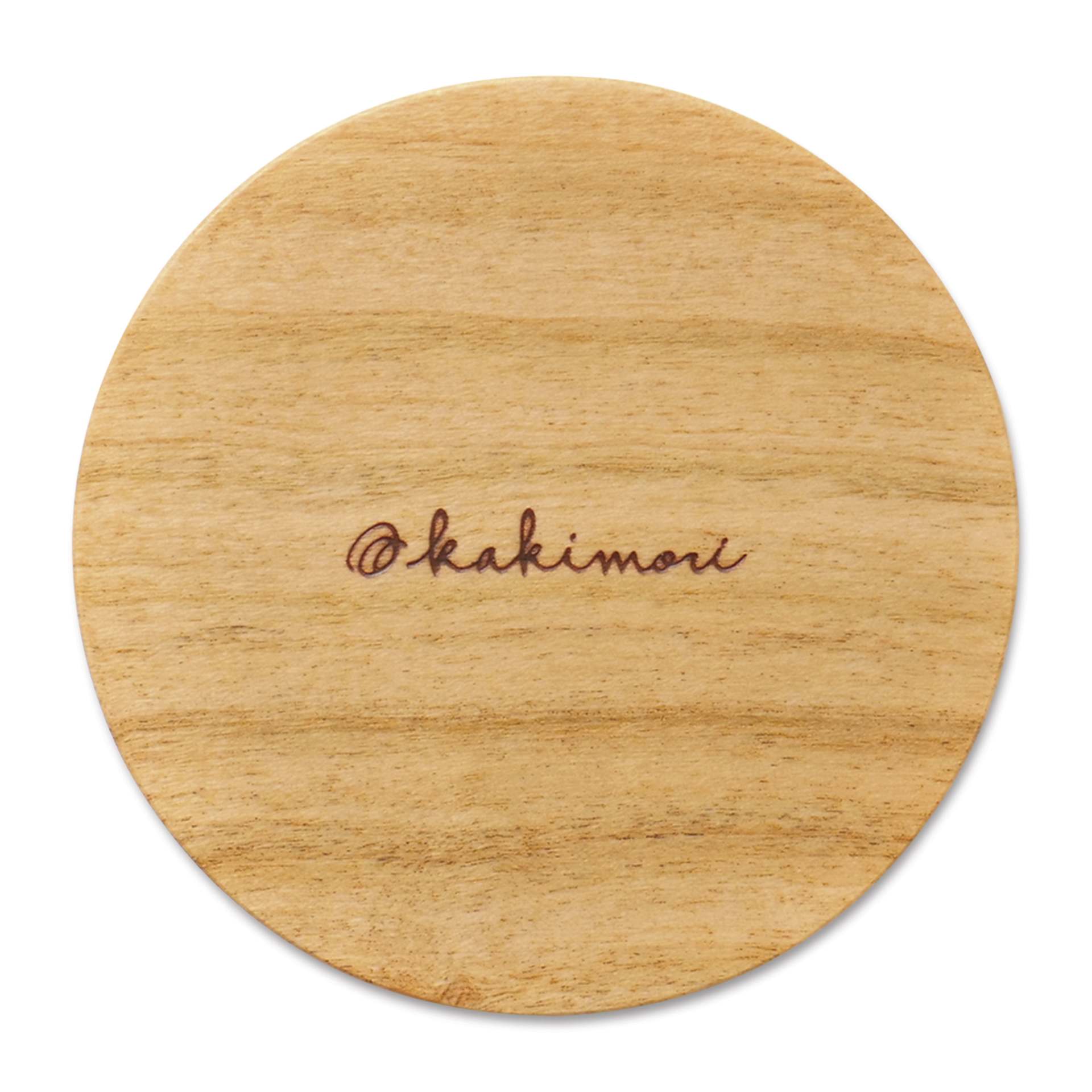 Kakimori Sakura Wood Pen Rest - Japanese Cherry, underneath showing branding