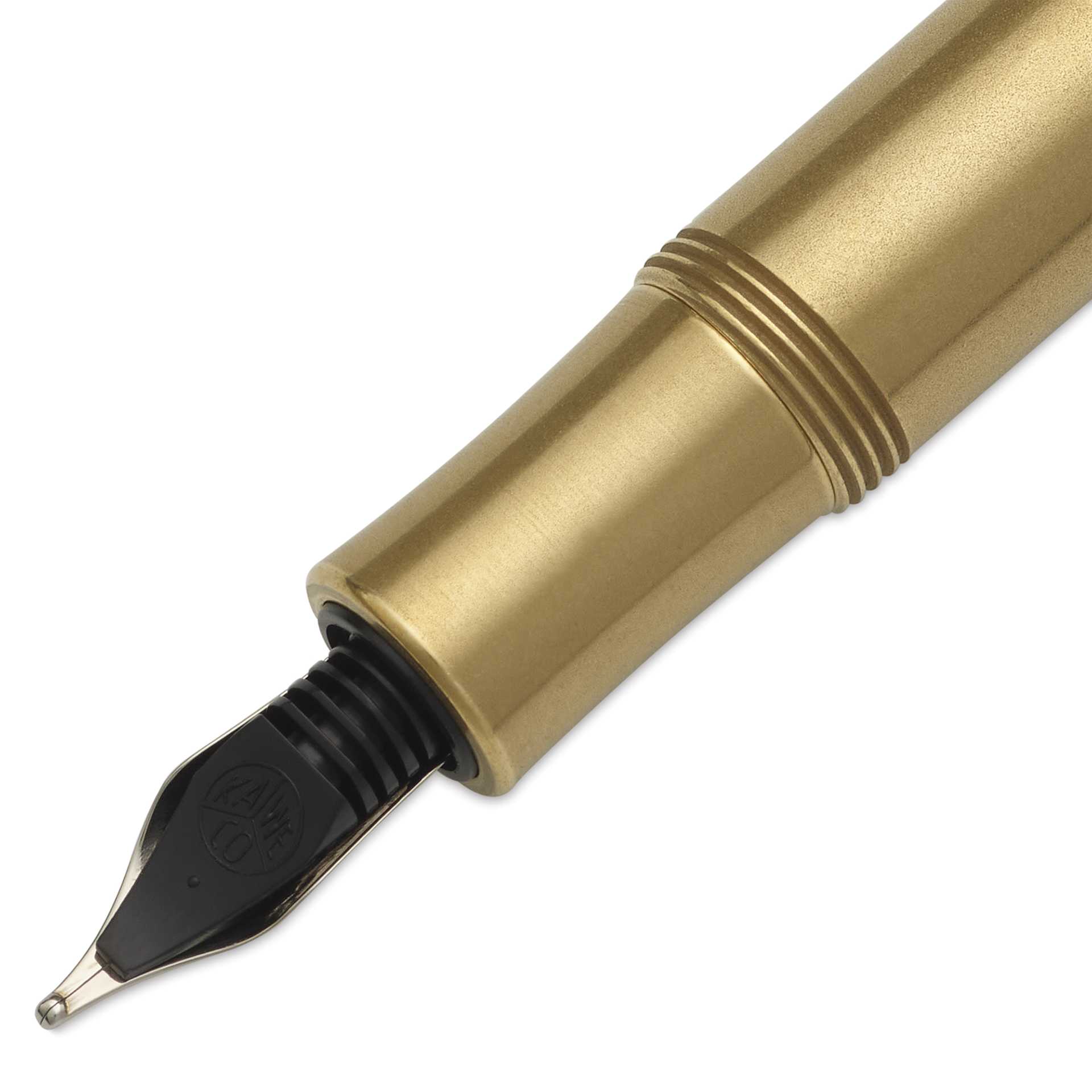 Kaweco Brass Sport Fountain Pen - Extra Broad Nib, Blue Ink - back of tip