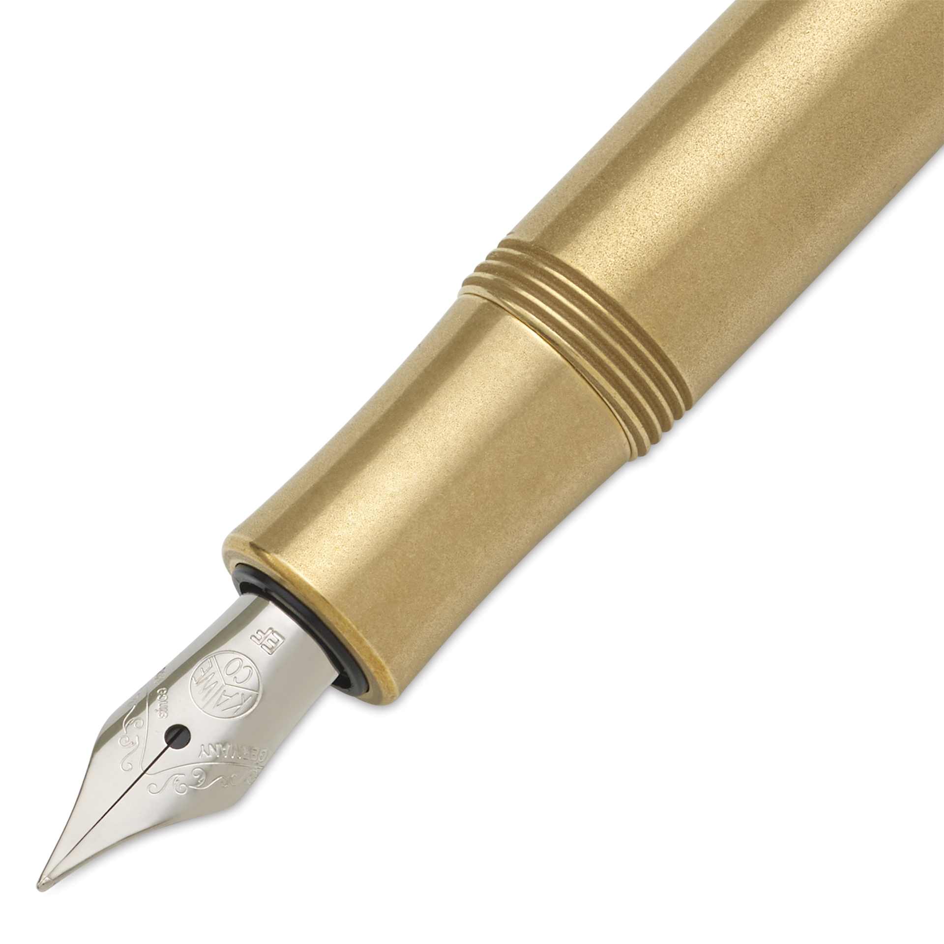 Kaweco Brass Sport Fountain Pen - Extra Fine Nib, Blue Ink - close-up of cap
