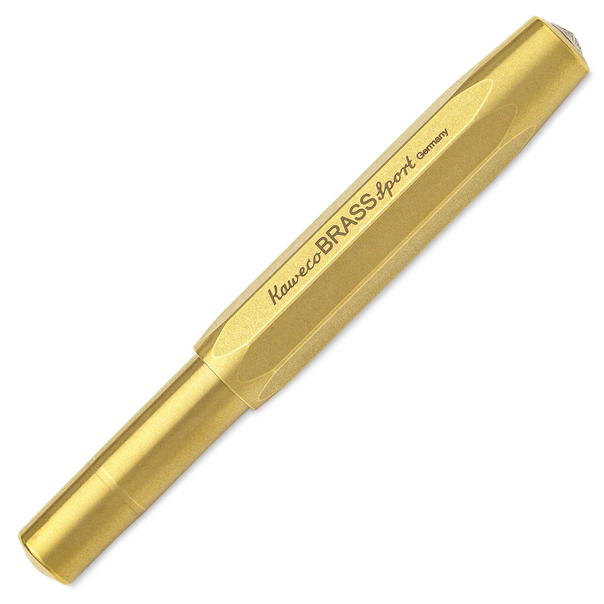 Kaweco Brass Sport Rollerball Pen - Black Ink - with cap on