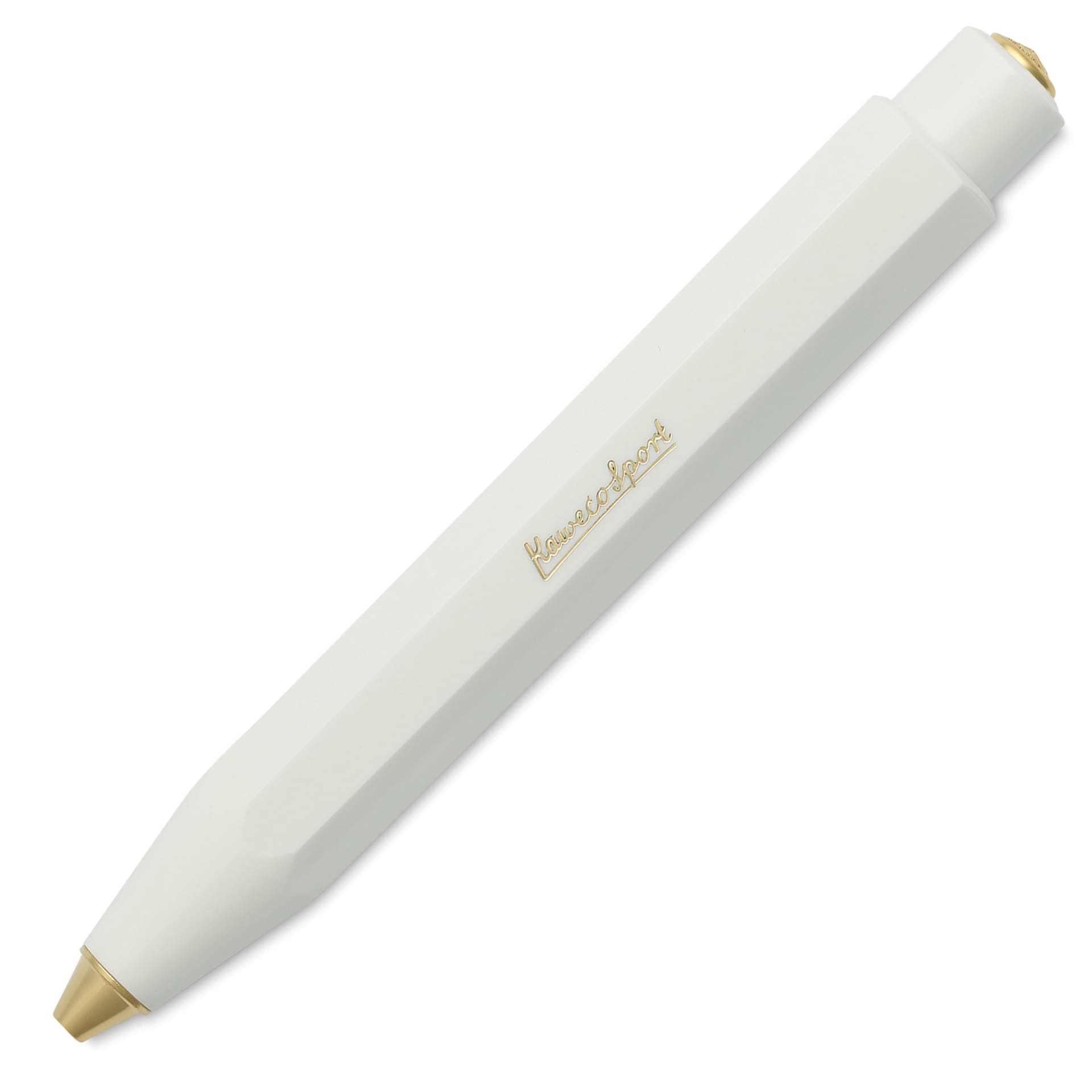 Kaweco Classic Sport Ballpoint Pen - White, Blue Ink - retracted