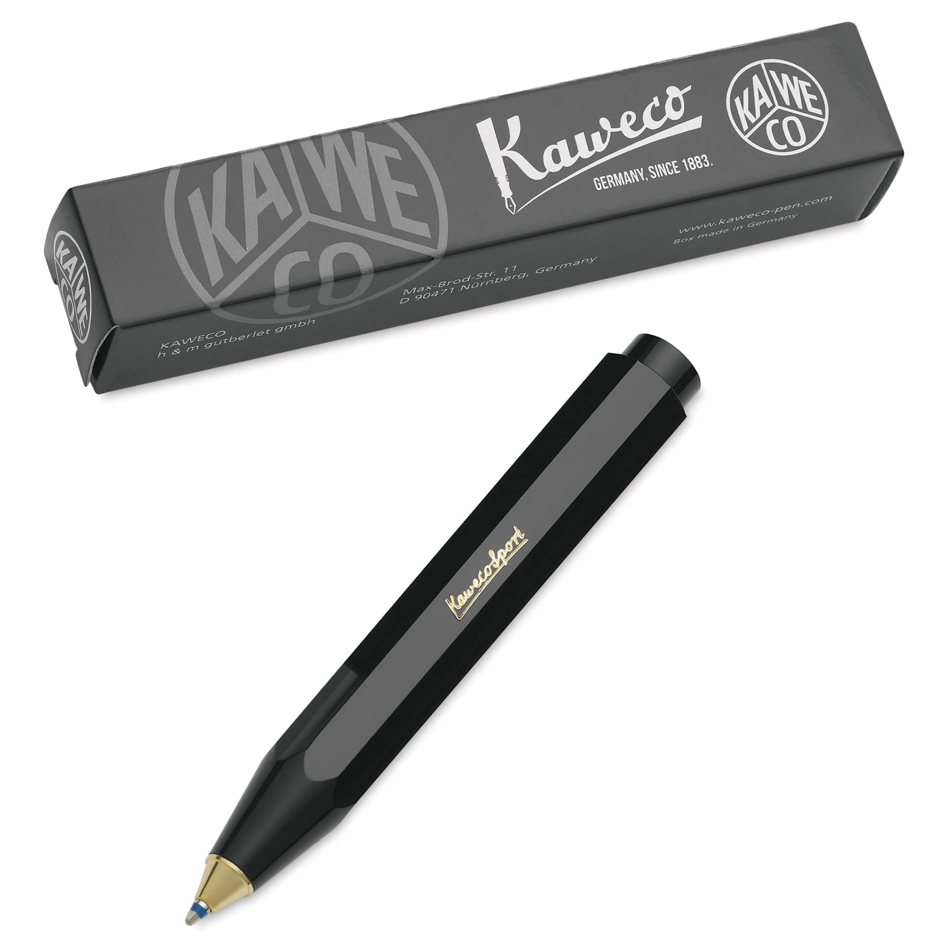 Kaweco Classic Sport Ballpoint Pen - Black, Blue Ink - pen and packaging
