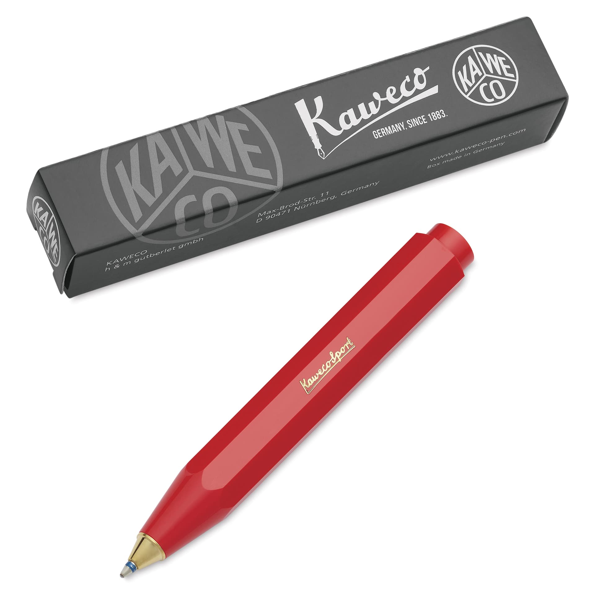 Kaweco Classic Sport Ballpoint Pen - Red, Blue Ink - pen and packaging