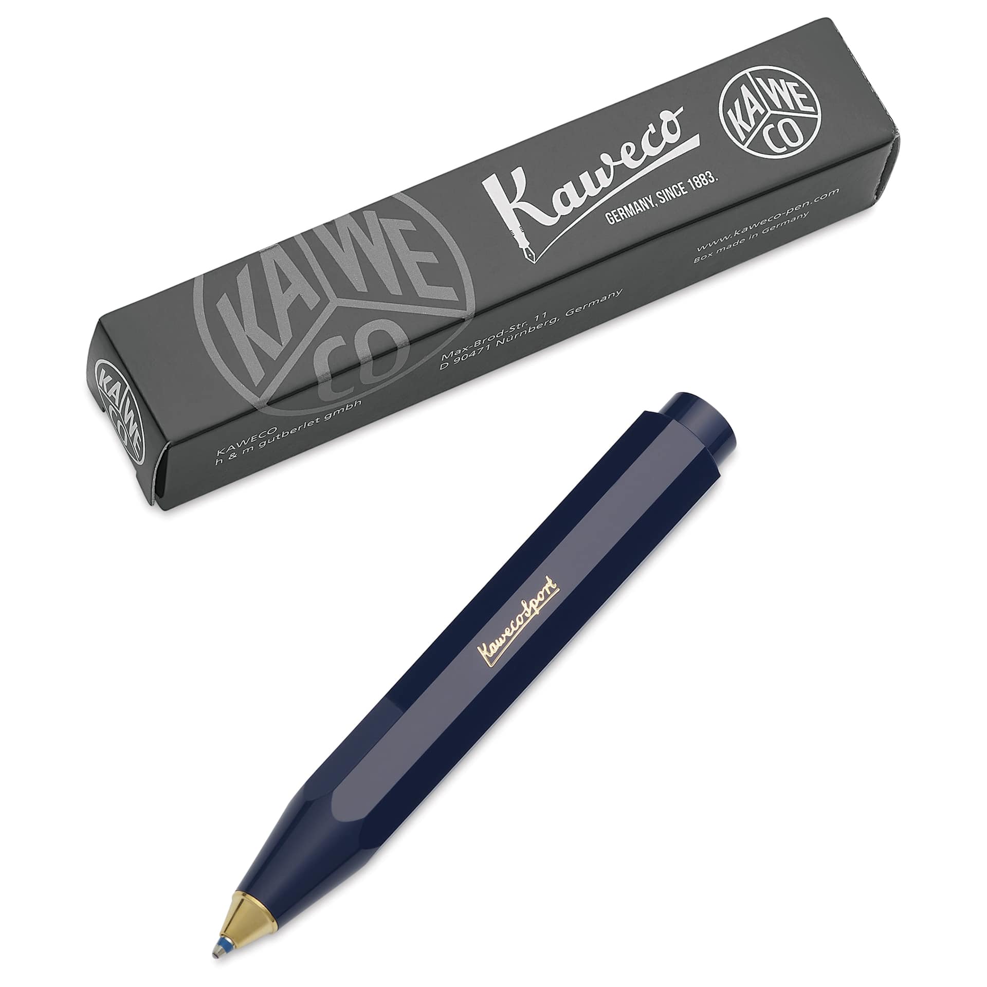 Kaweco Classic Sport Ballpoint Pen - Navy, Blue Ink - pen and packaging