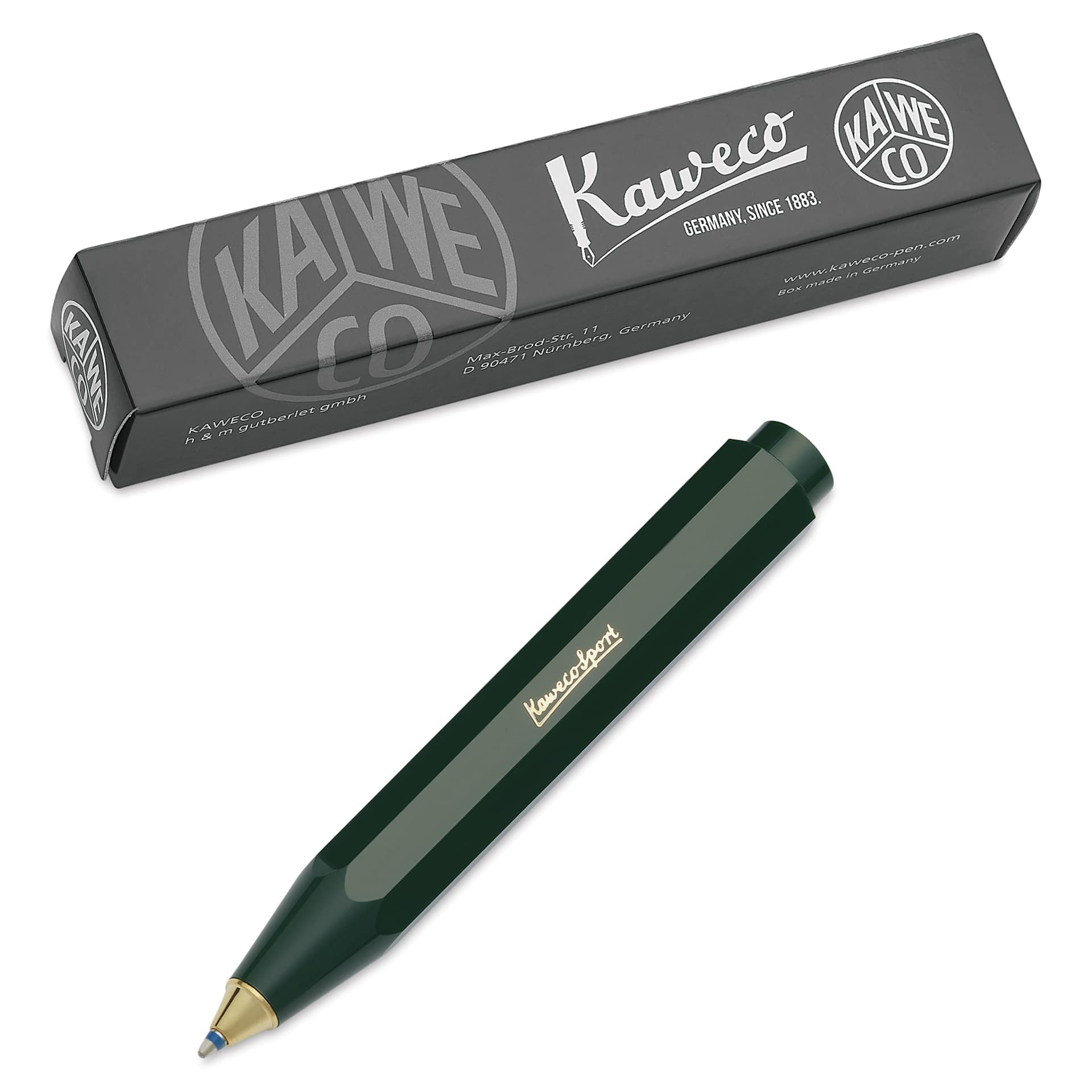 Kaweco Classic Sport Ballpoint Pen - Green, Blue Ink - pen and packaging