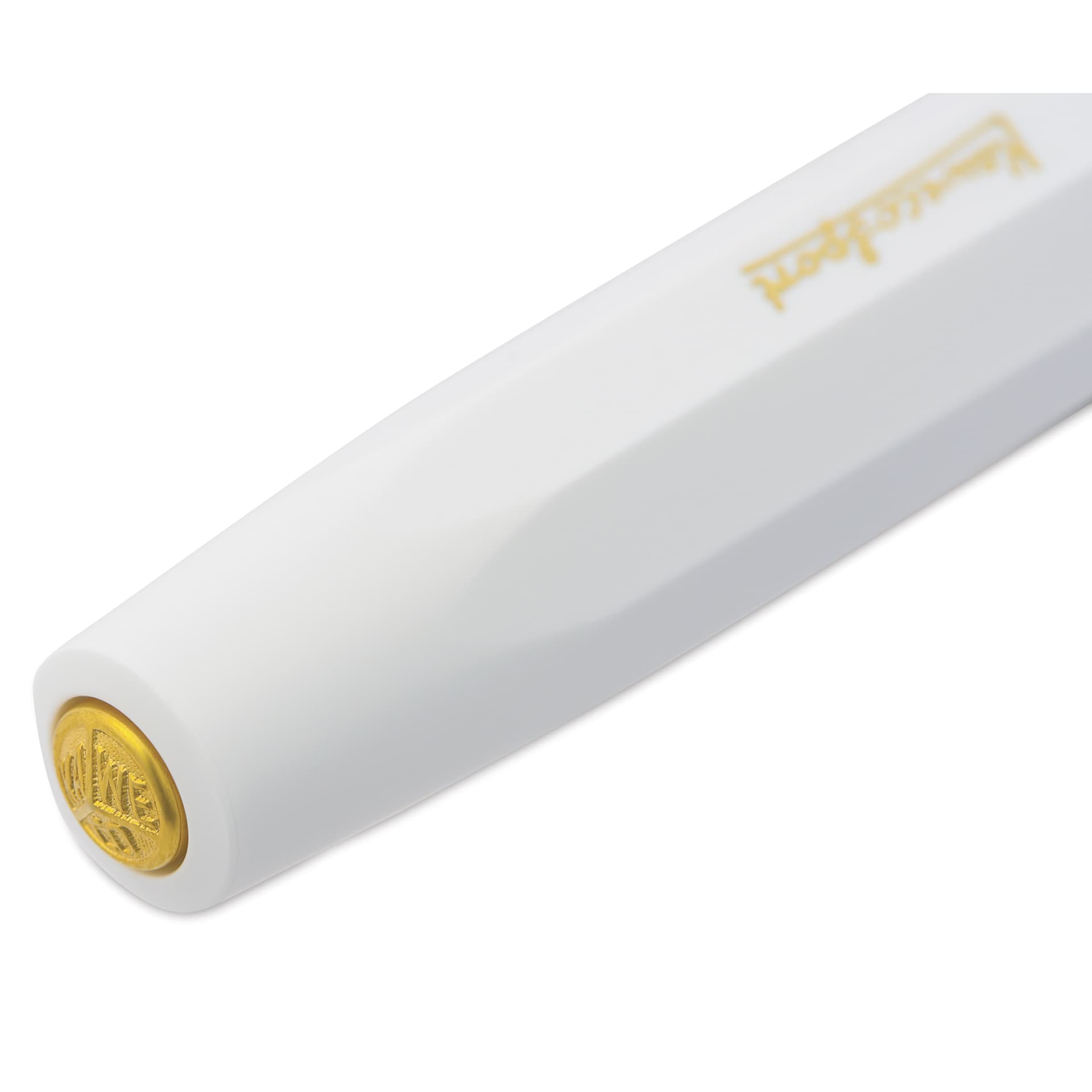 Kaweco Classic Sport Fountain Pen - White, Fine, close-up of the brand's seal on the cap