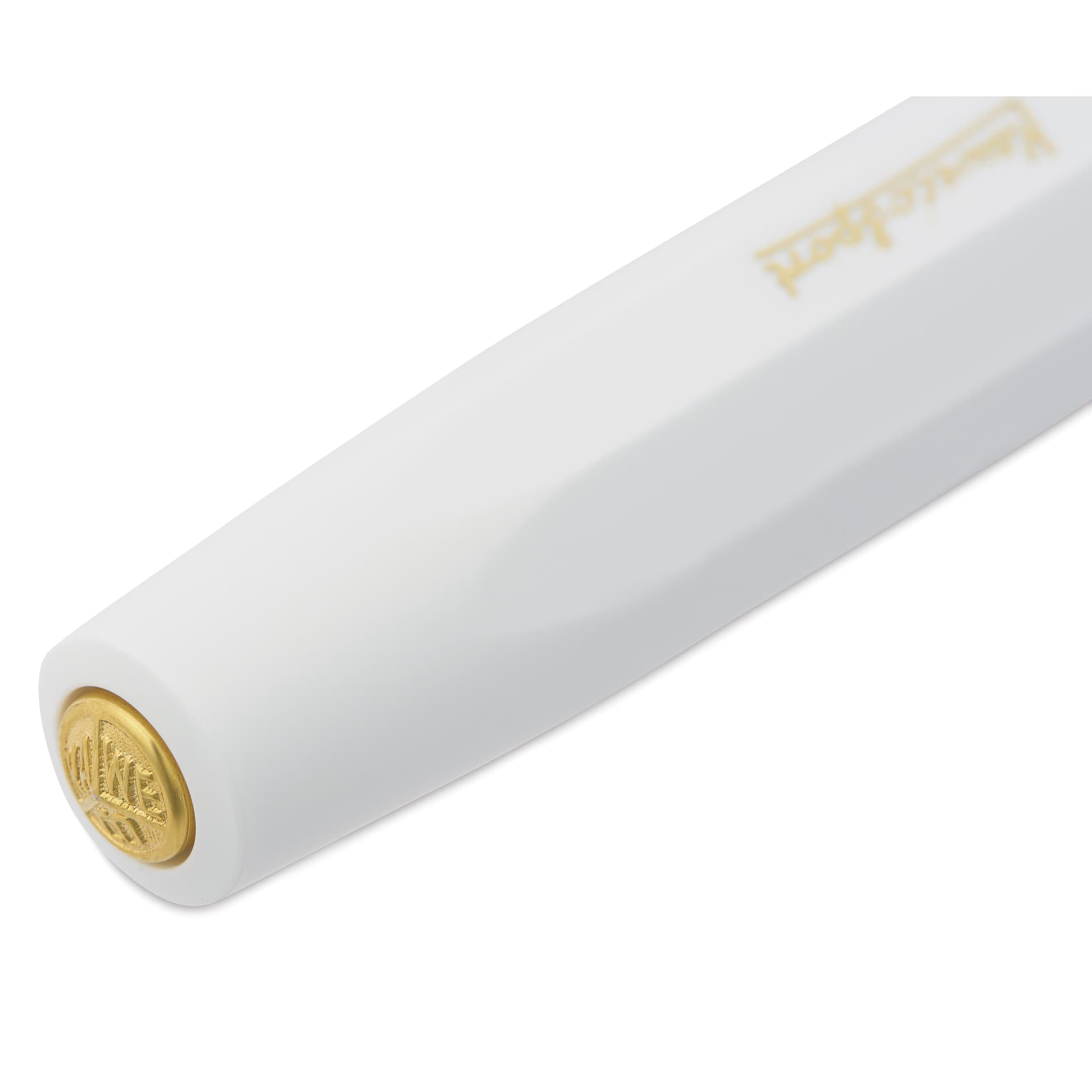 Kaweco Classic Sport Fountain Pen - White, Extra-Fine, close-up of the brand's seal on the cap