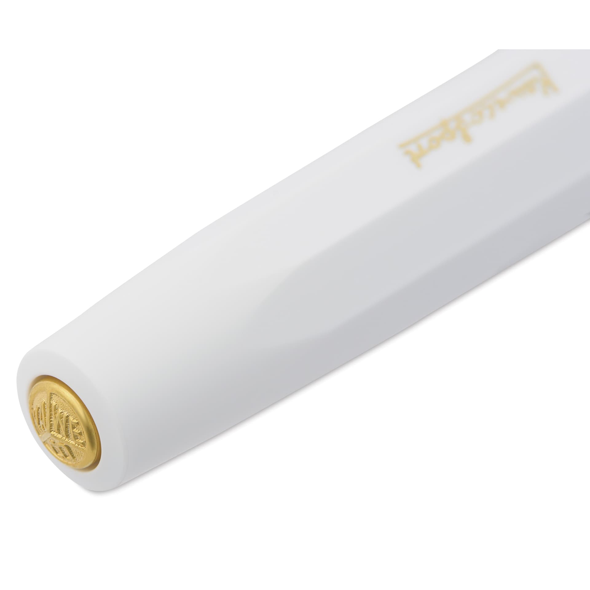 Kaweco Classic Sport Fountain Pen - White, Medium, close-up of the brand's seal on the cap