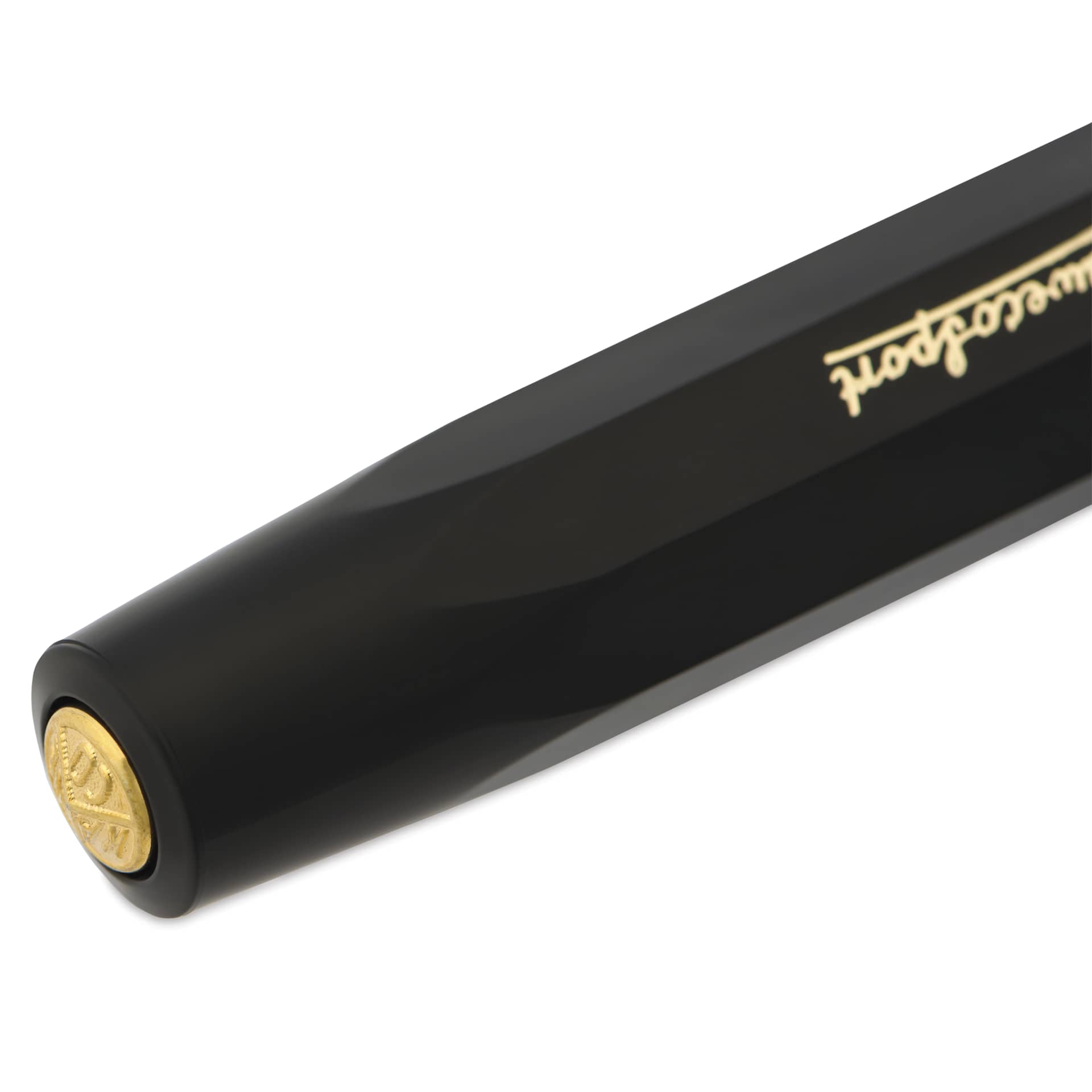 Kaweco Classic Sport Fountain Pen - Black, Fine, close-up of the brand's seal on cap