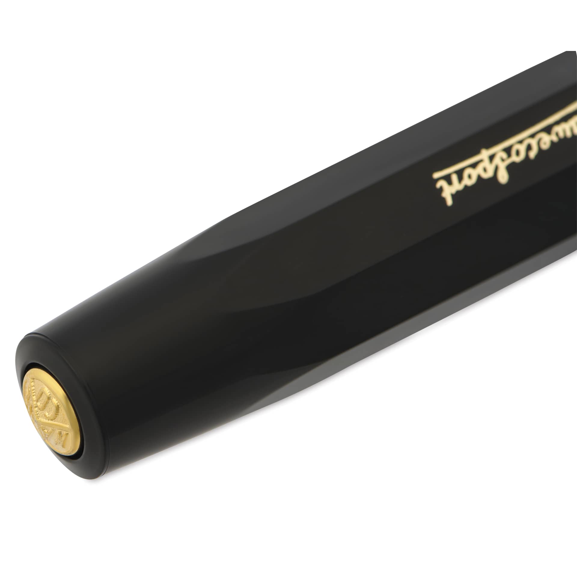 Kaweco Classic Sport Fountain Pen - Black, Medium, close-up of the brand's seal on cap
