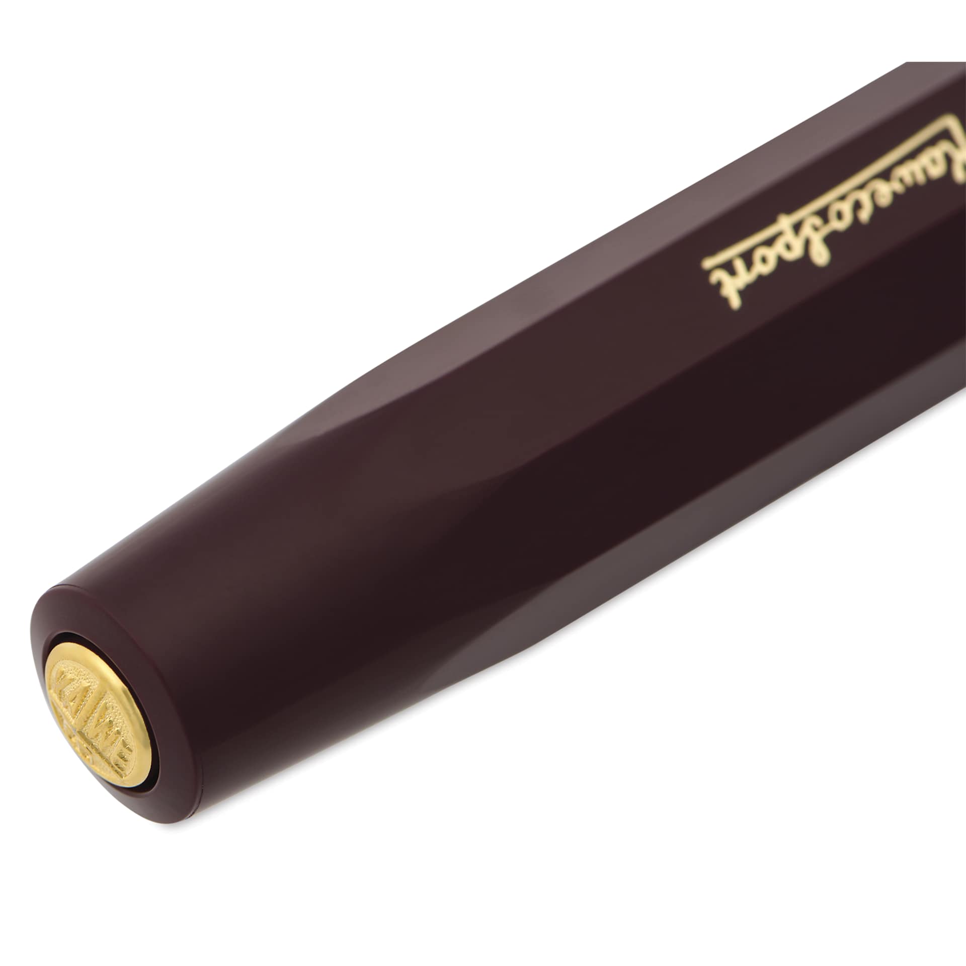 Kaweco Classic Sport Fountain Pen - Bordeaux, Broad, close-up of the brand's seal
