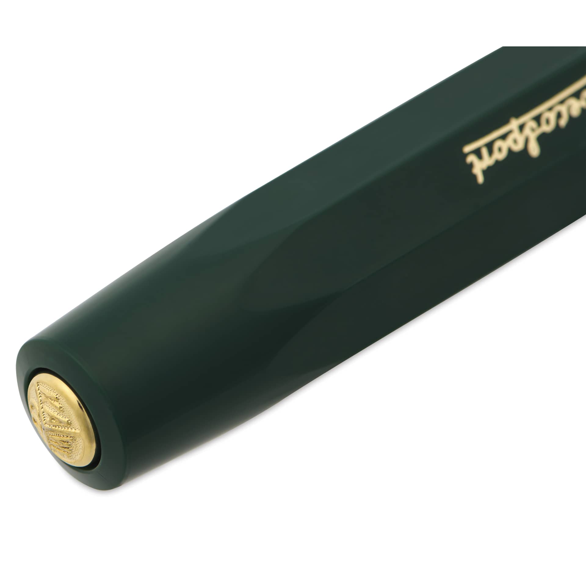Kaweco Classic Sport Fountain Pen - Green, Medium, close-up of the brand's seal on cap