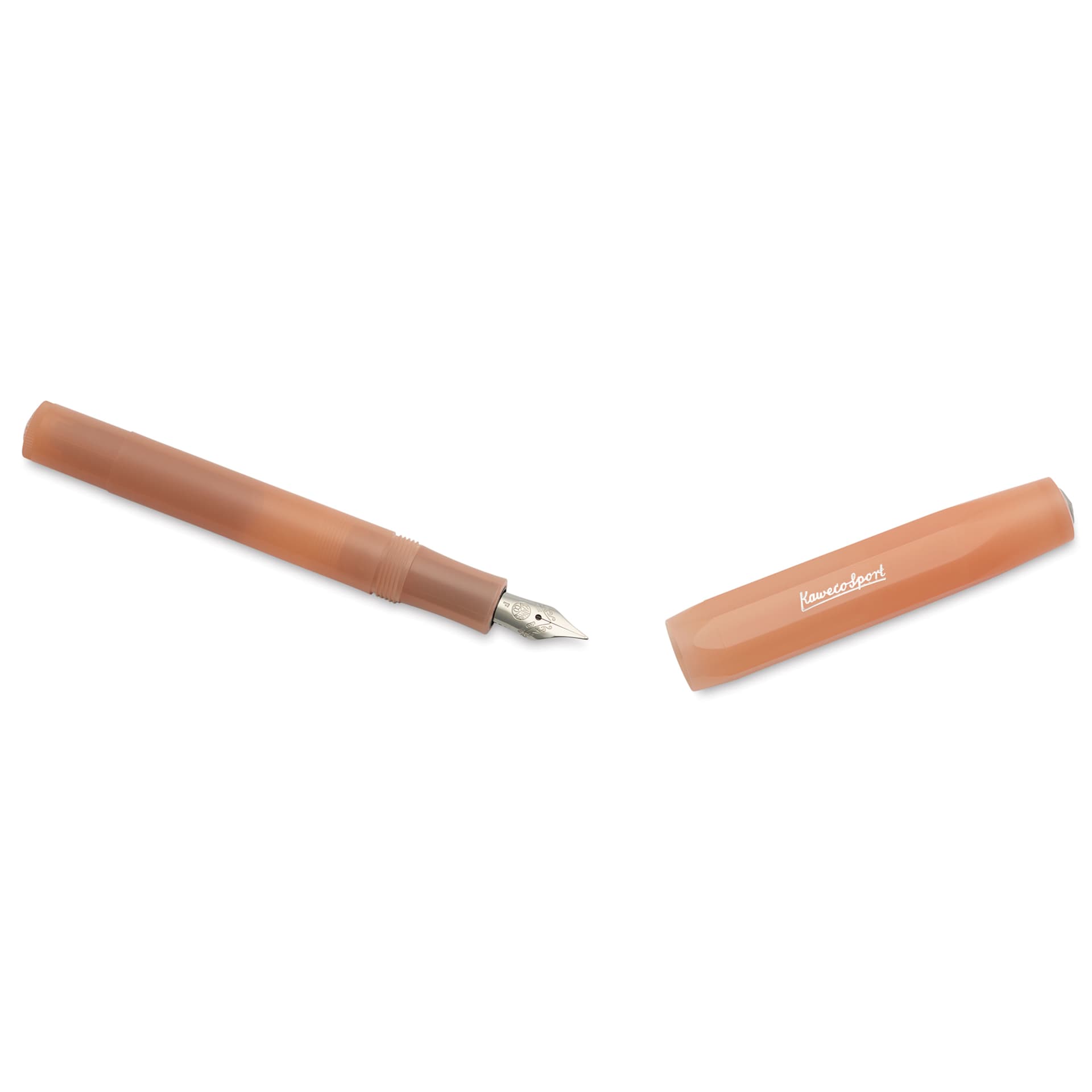 Kaweco Frosted Sport Fountain Pen - Soft Mandarin, Fine, cap removed