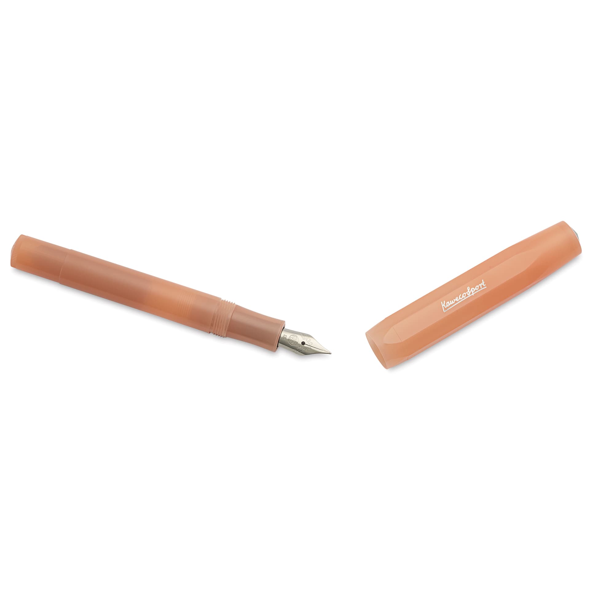 Kaweco Frosted Sport Fountain Pen - Soft Mandarin, Extra-Fine, cap removed