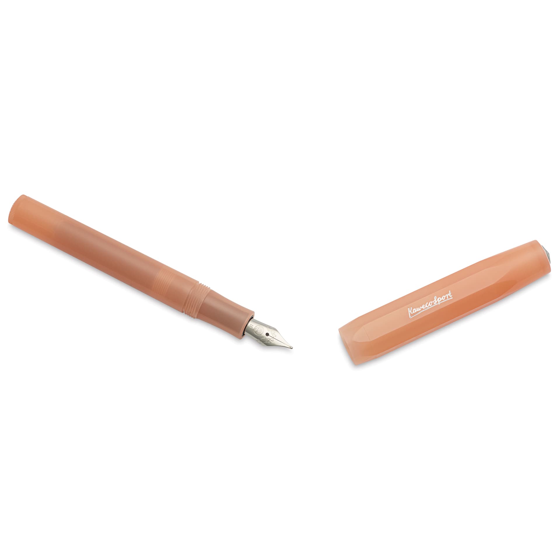 Kaweco Frosted Sport Fountain Pen - Soft Mandarin, Medium, cap removed