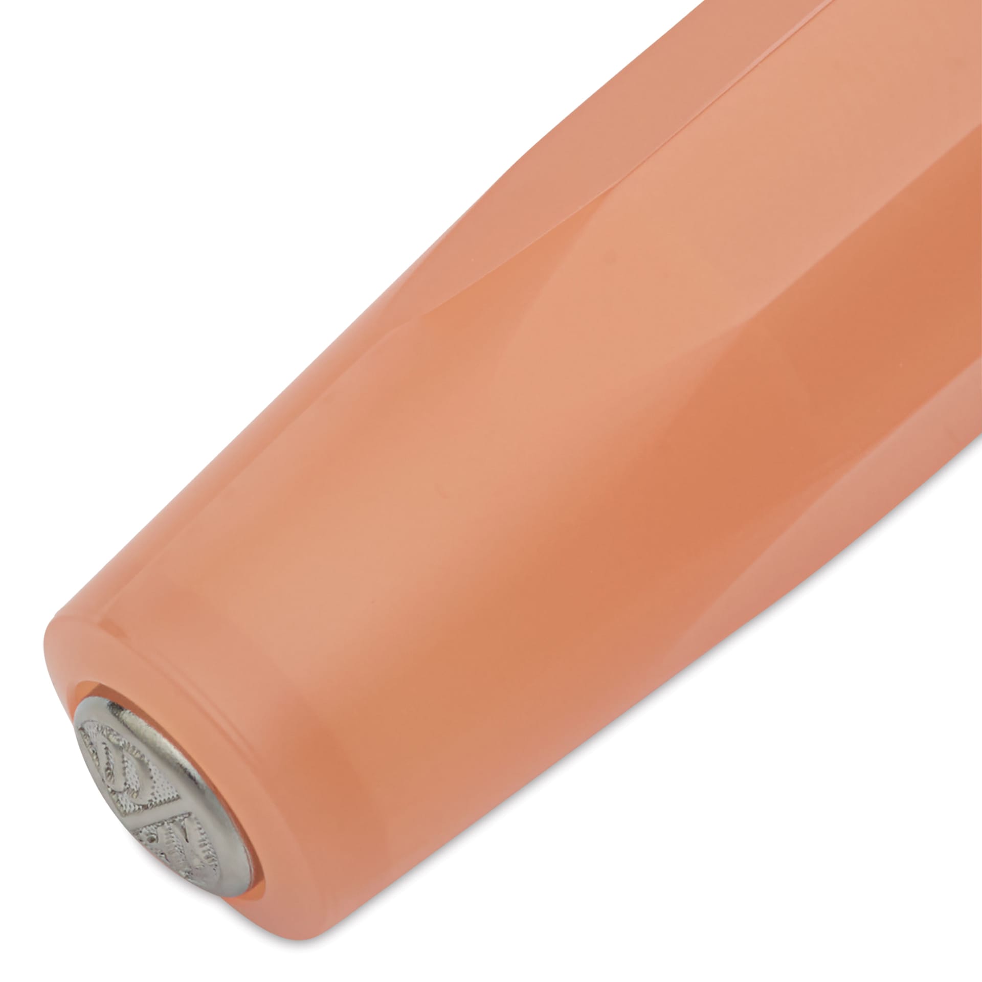 Kaweco Frosted Sport Fountain Pen - Soft Mandarin, Medium, close-up of the brand's seal on cap