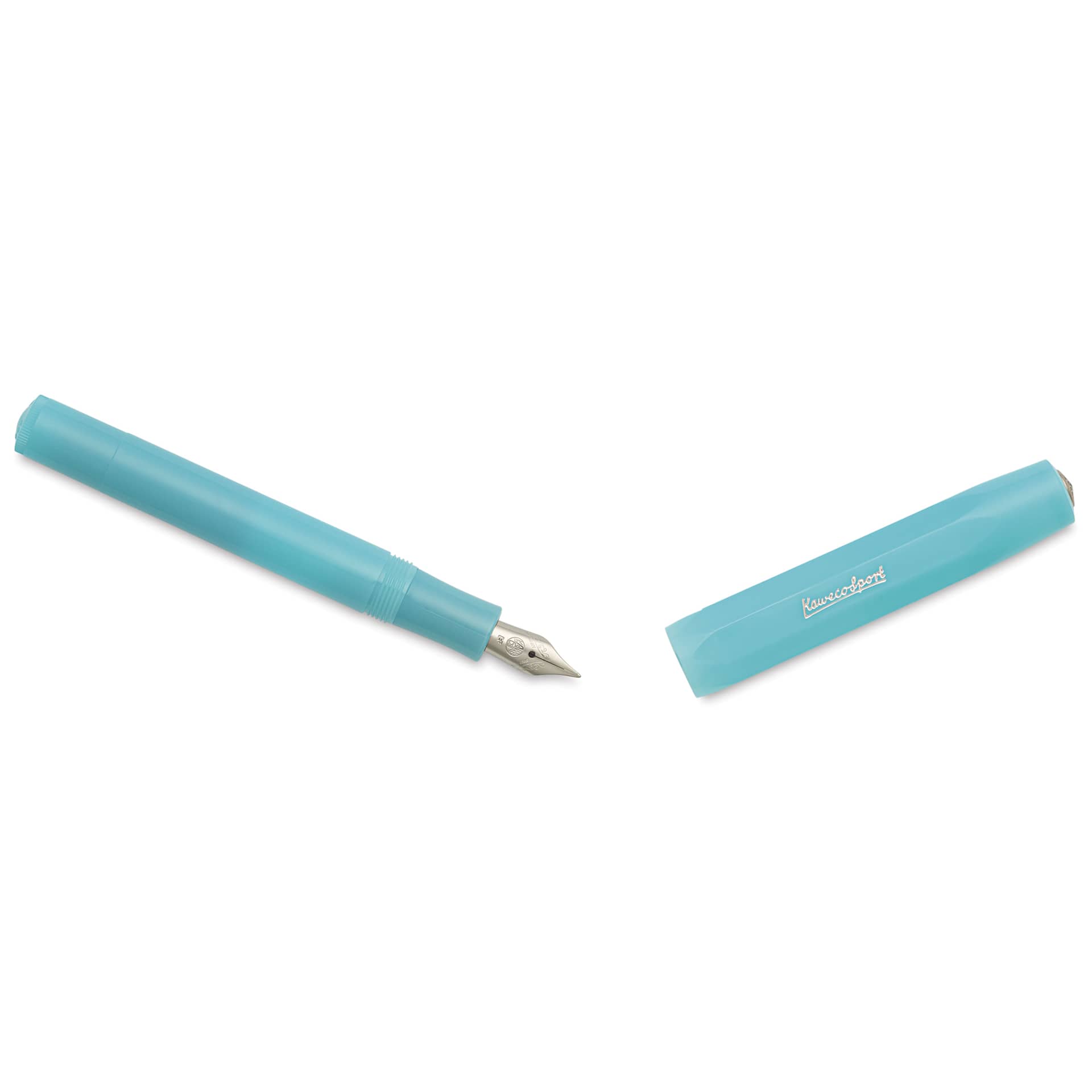 Kaweco Frosted Sport Fountain Pen - Light Blueberry, Extra-Fine, cap removed