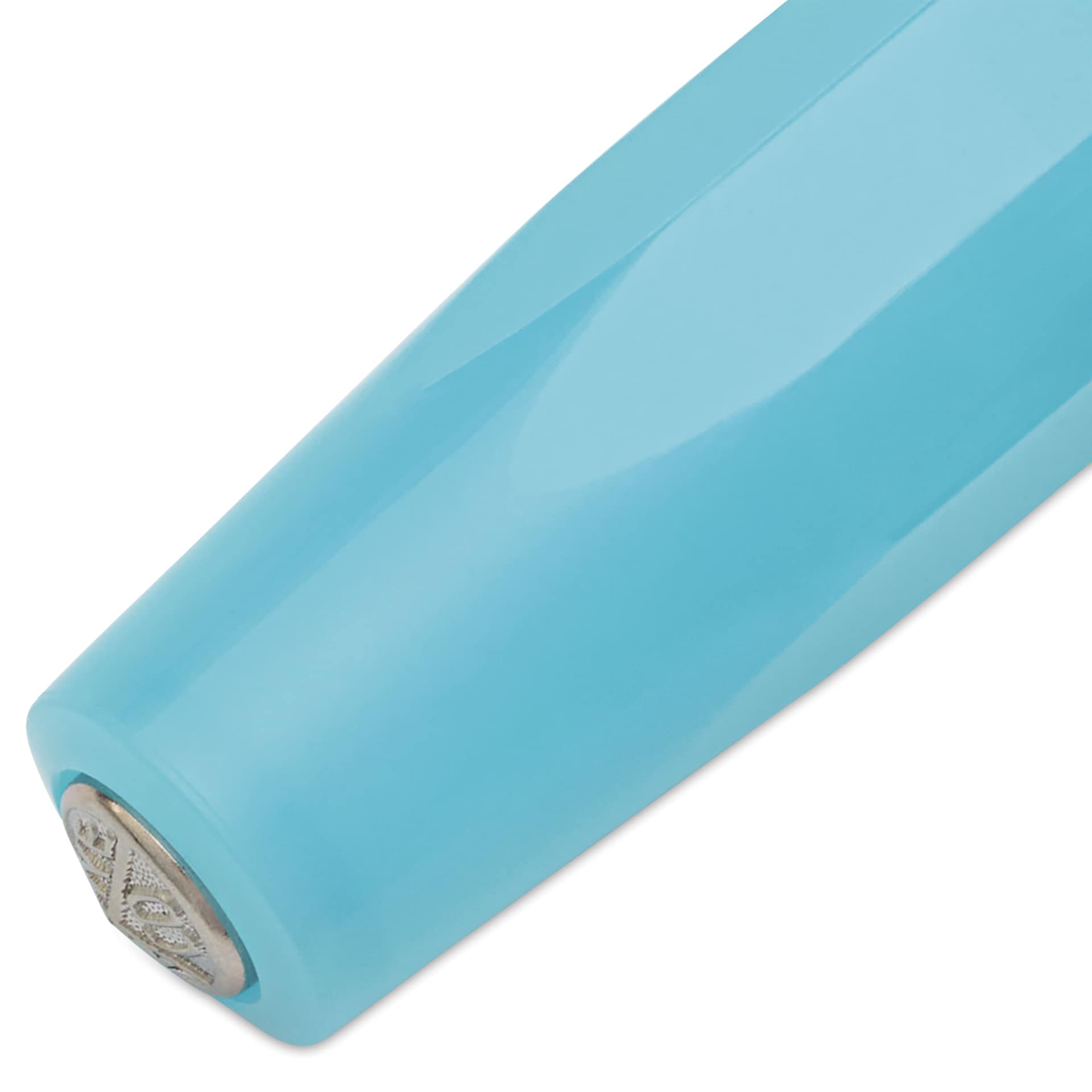 Kaweco Frosted Sport Fountain Pen - Light Blueberry, Medium, close-up of the brand's seal on cap