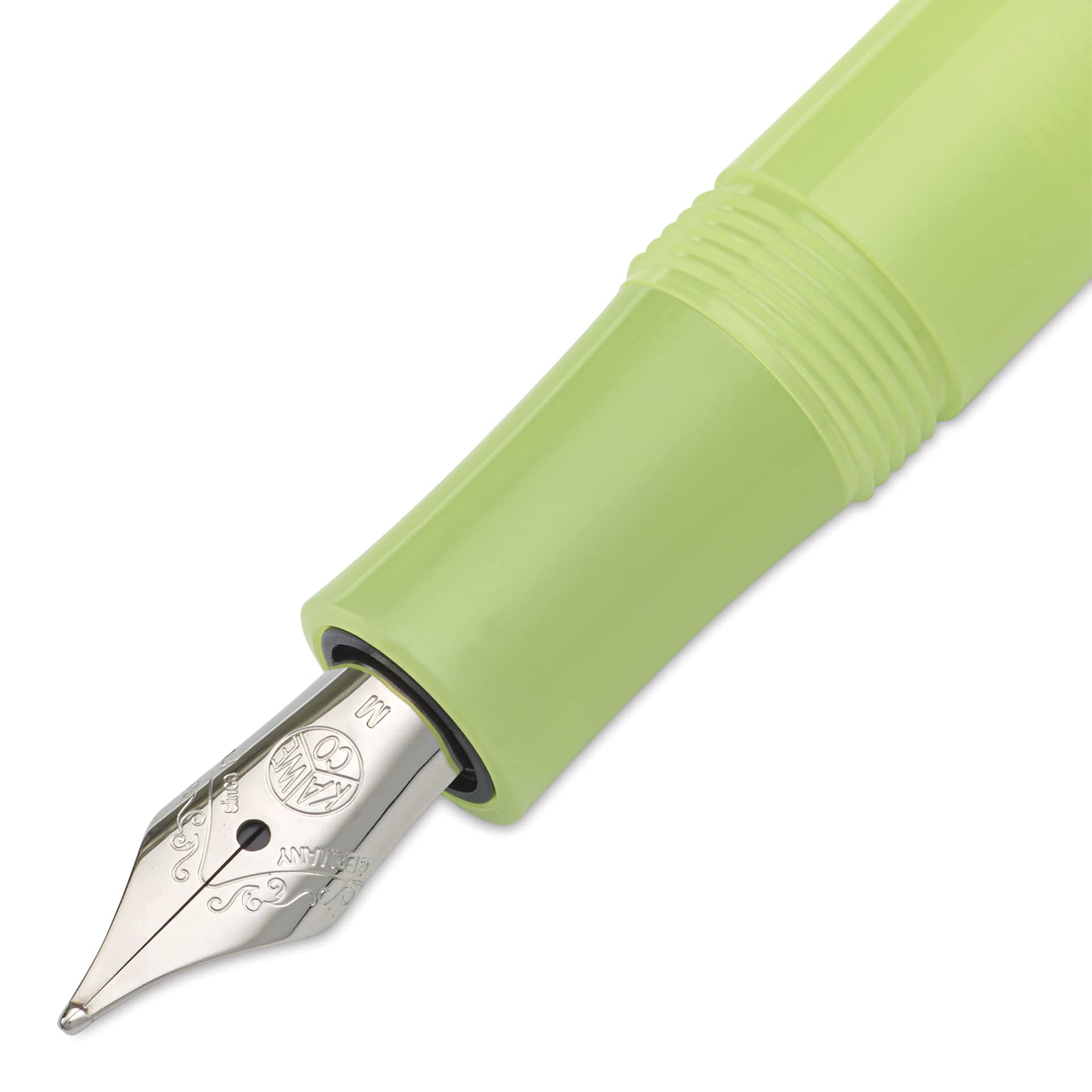Kaweco Frosted Sport Fountain Pen - Fine Lime, Medium, close-up of the nib