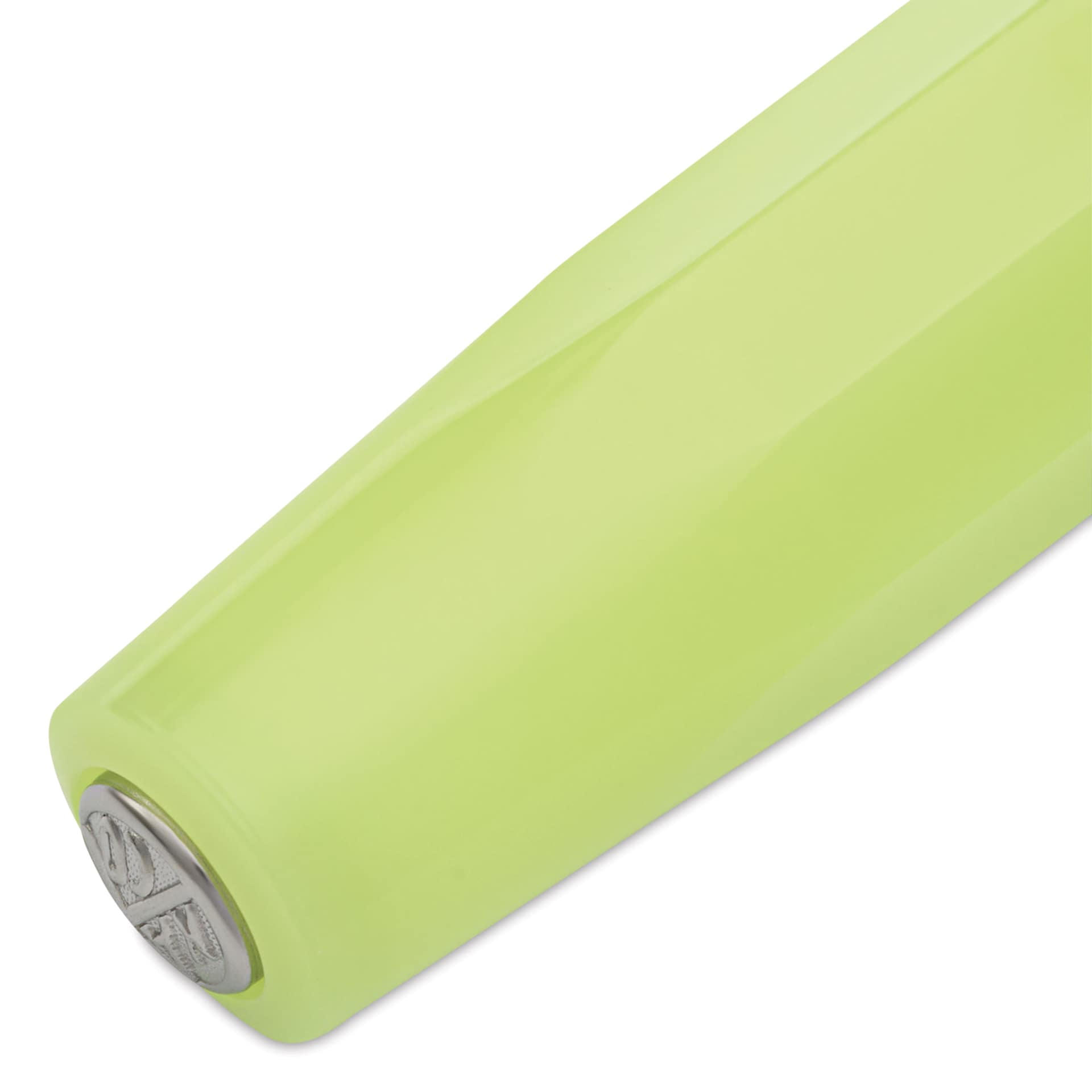 Kaweco Frosted Sport Fountain Pen - Fine Lime, Medium, close-up of brand's seal on cap