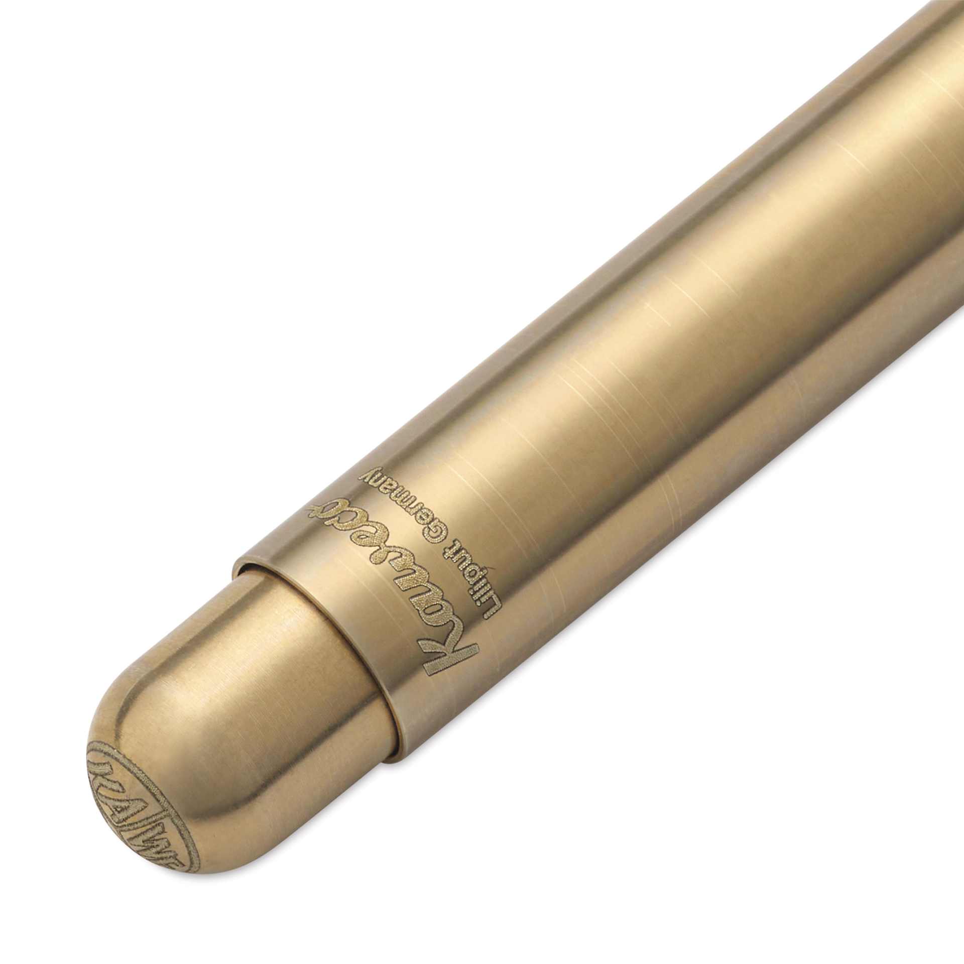 Kaweco Liliput Retractable Ballpoint Pen - Brass, close-up of push-button mechanism