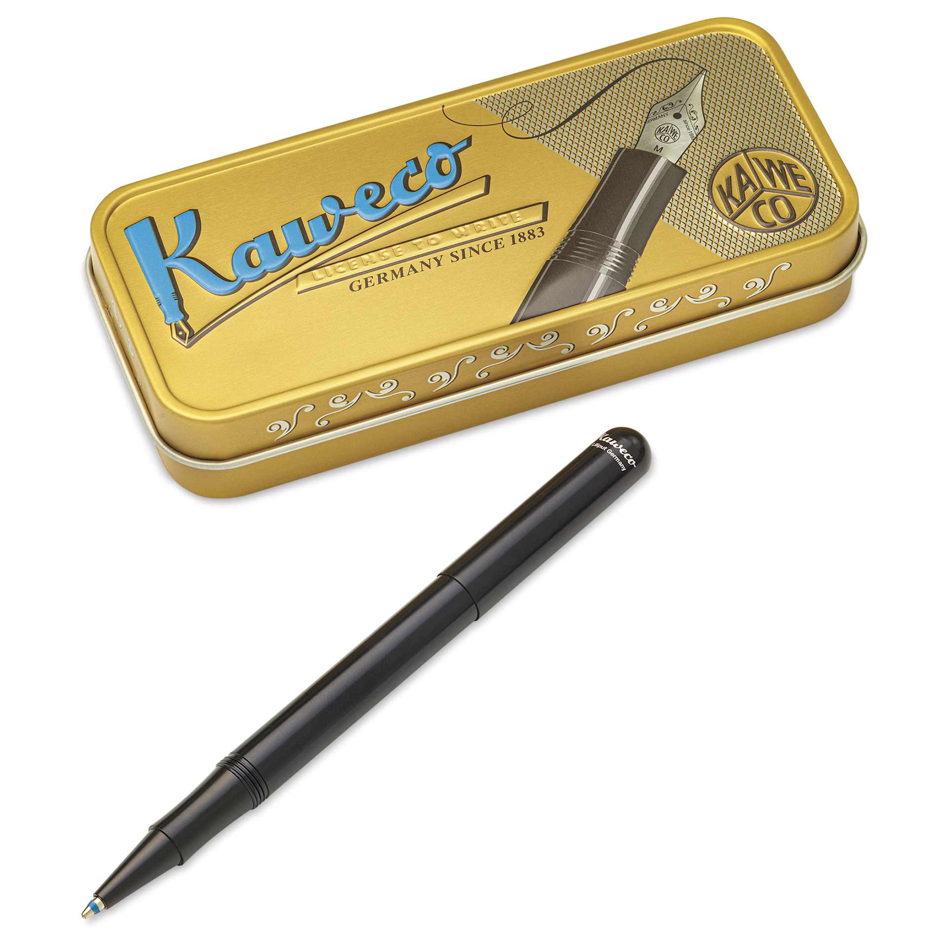 Kaweco Liliput Ballpoint Pen - Black, pen next to the packaging
