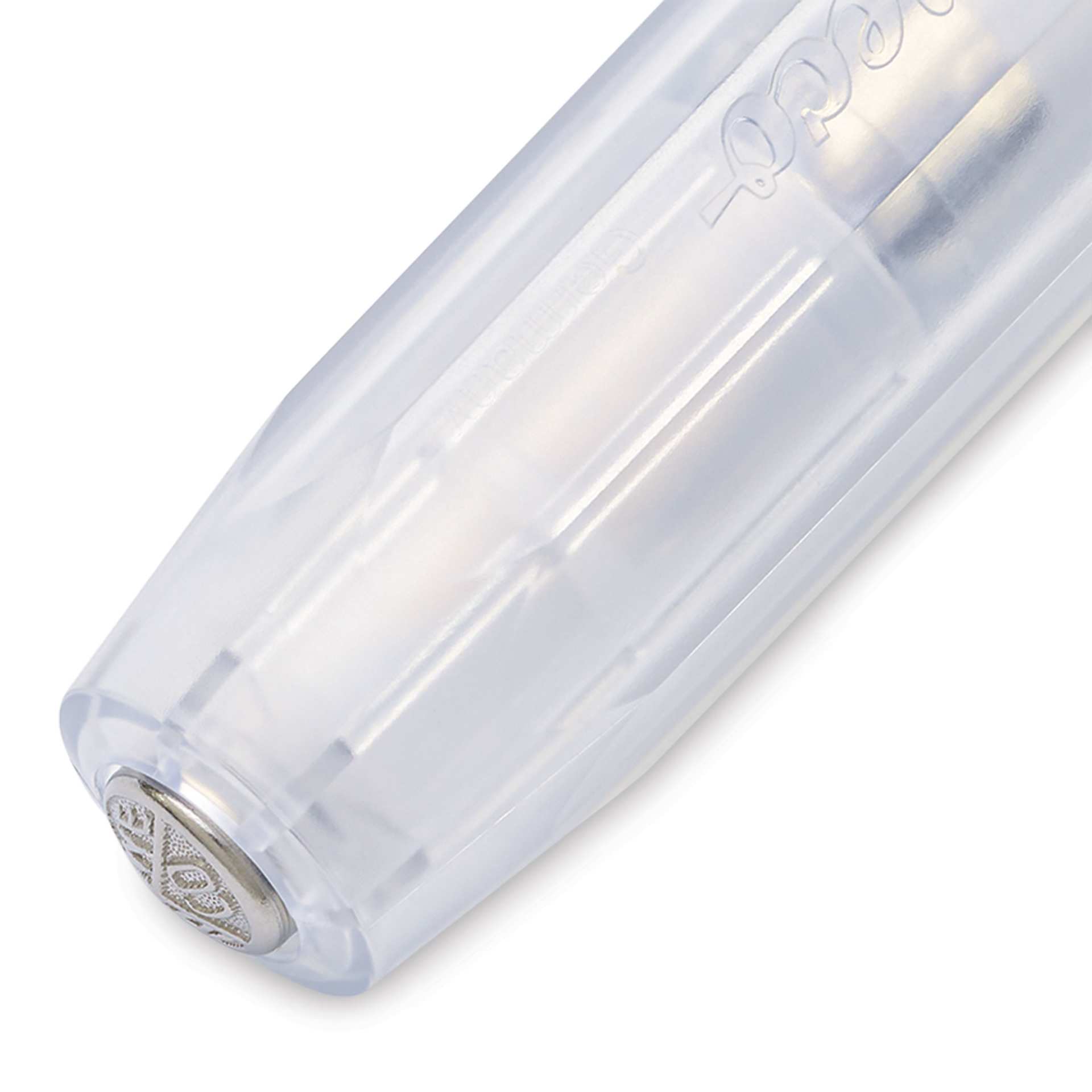 Kaweco Perkeo Fountain Pen - Clear, Medium, close-up of the brand's seal on the cap