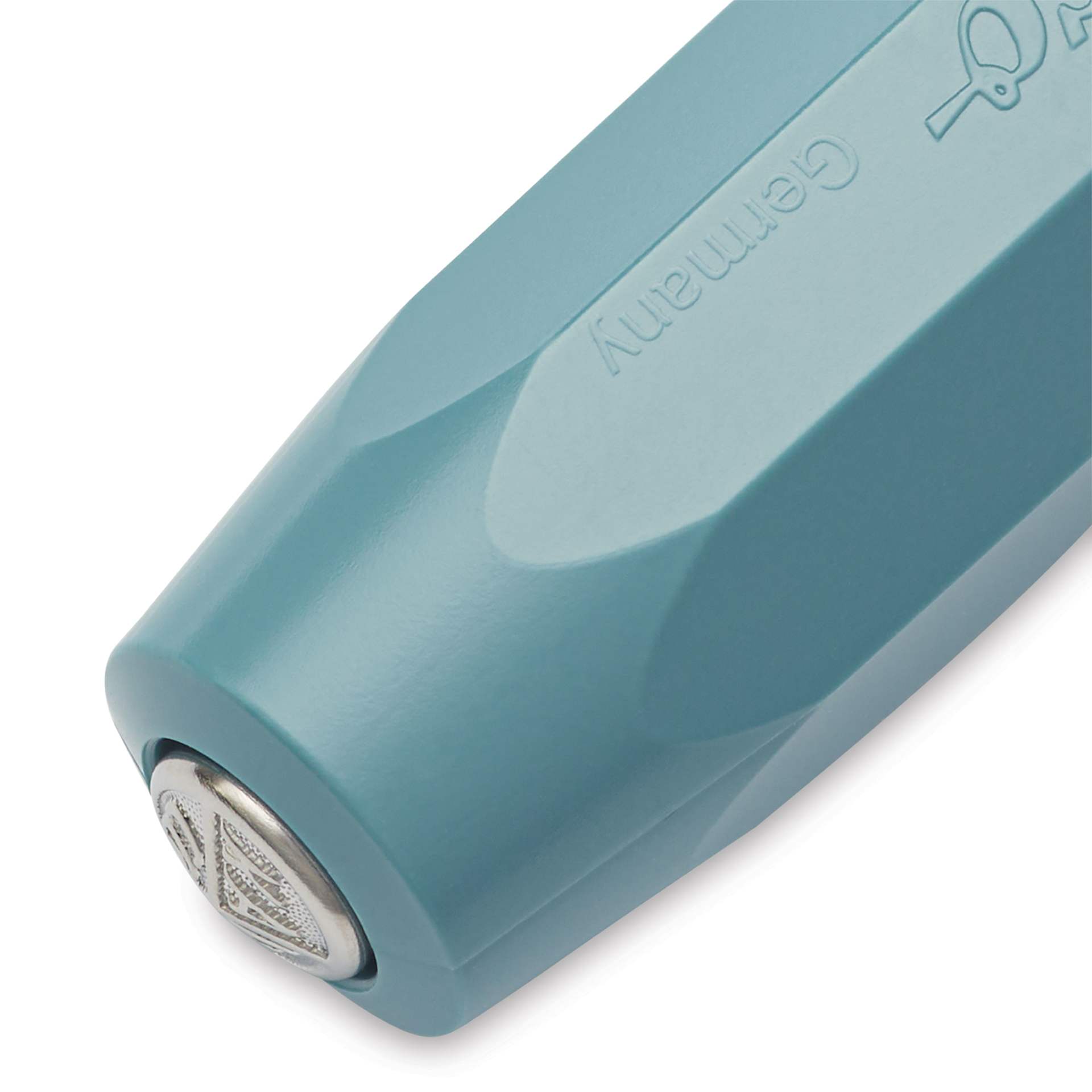 Kaweco Perkeo Fountain Pen - Teal, Medium, close-up of the brand's seal on the cap