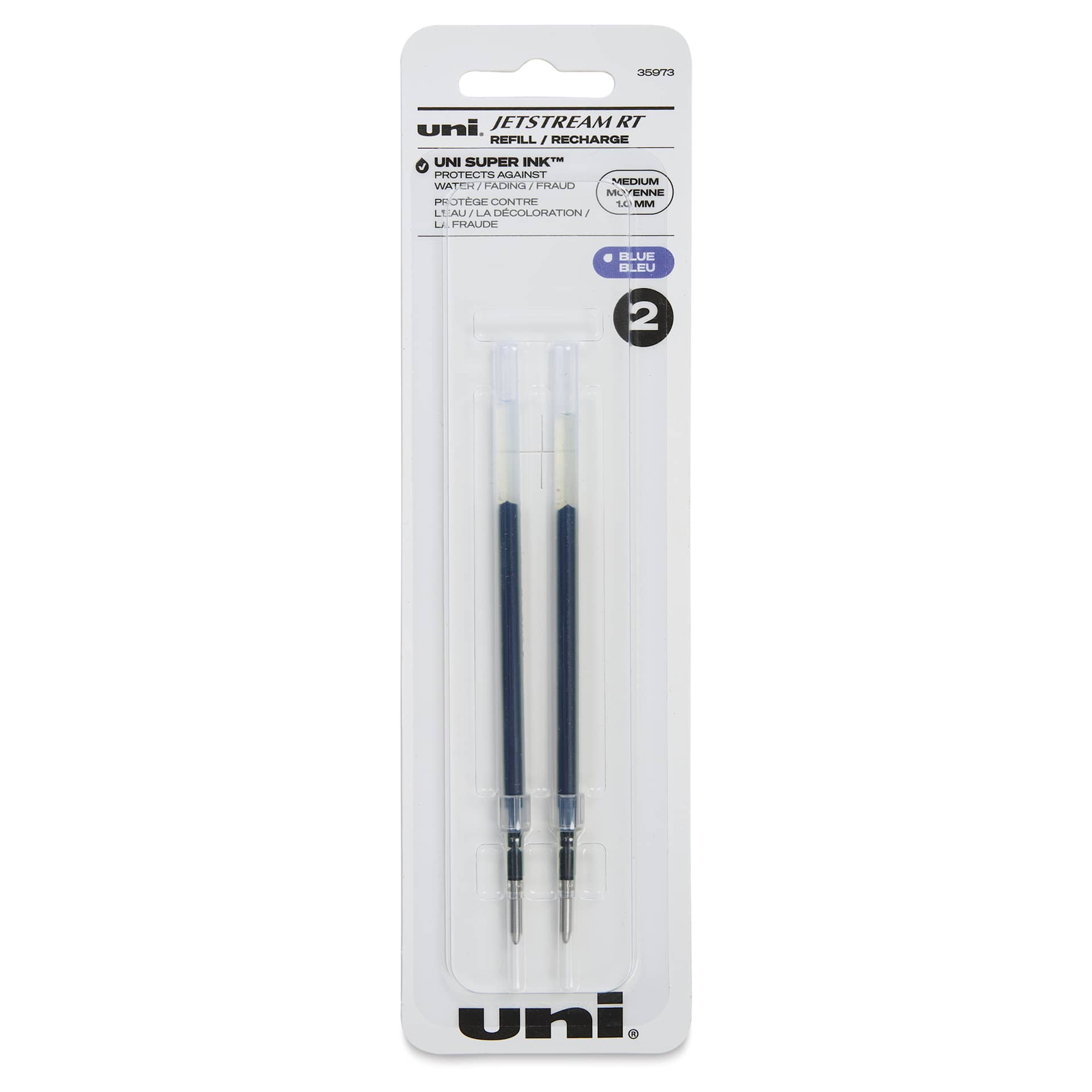 Uni-Ball Jetstream RT Ballpoint Refills - Blue, 1.0 mm, Pkg of 2, front of the packaging