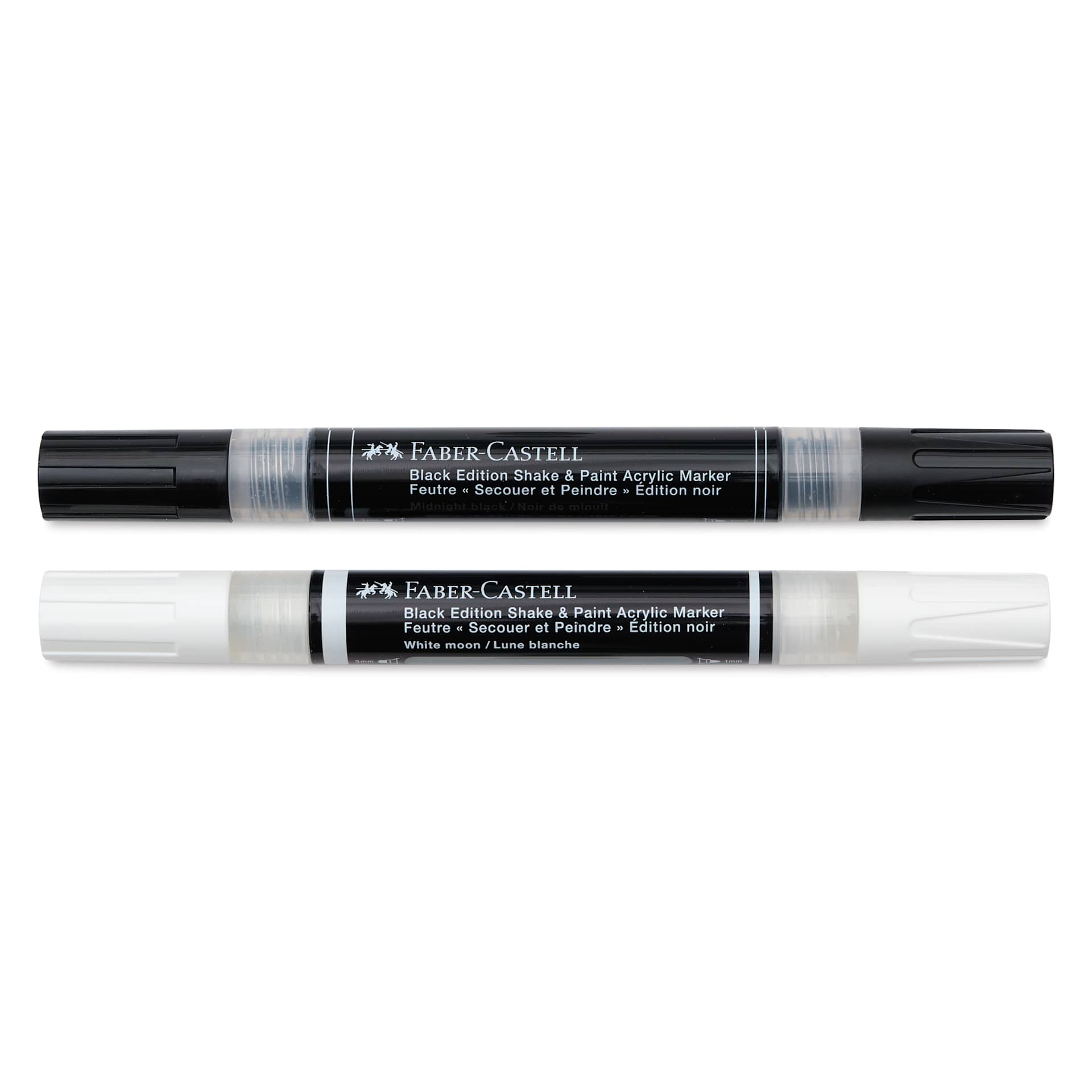 Faber-Castell Black Edition Twin Acrylic Marker - Black and White, Set of 2