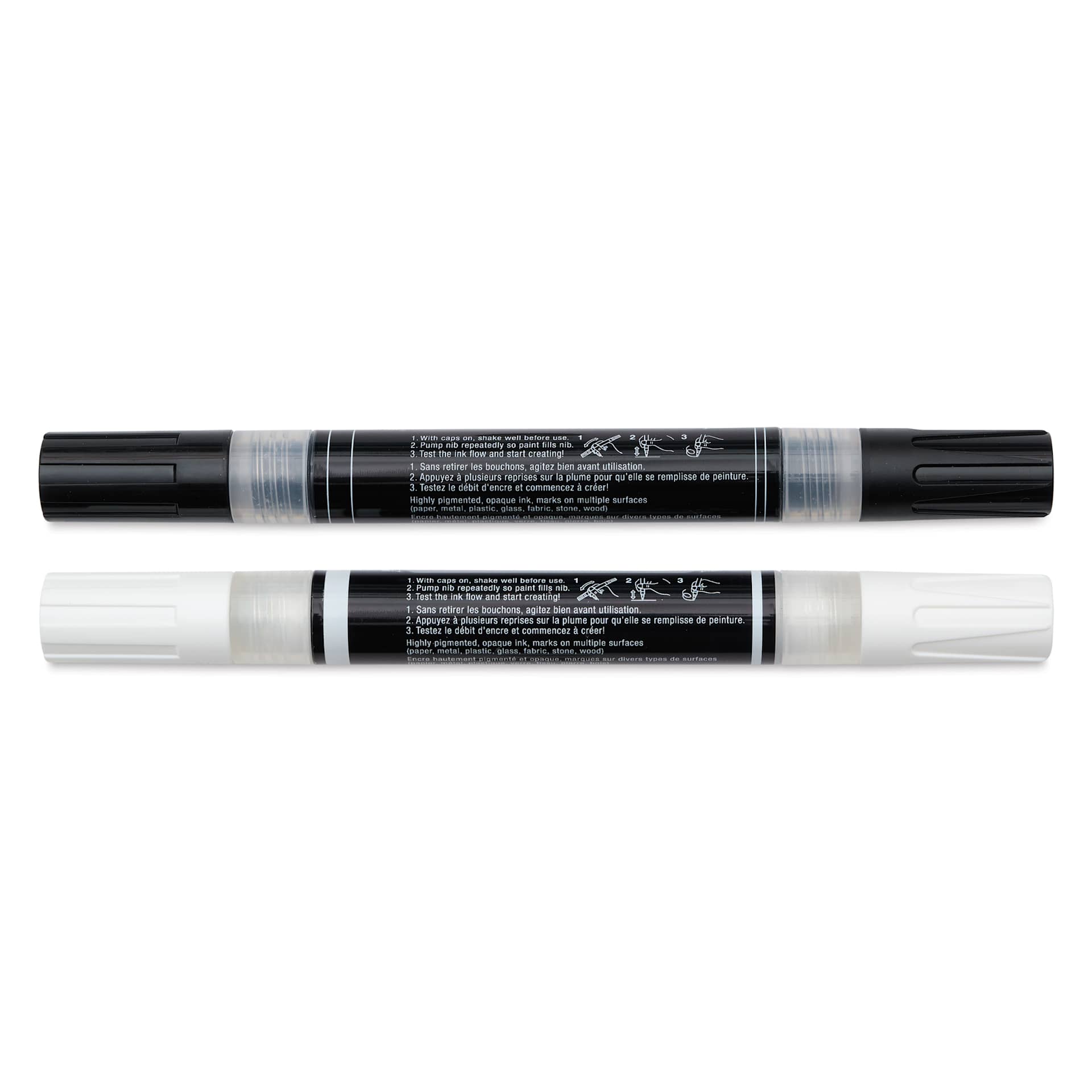 Faber-Castell Black Edition Twin Acrylic Marker - Black and White, Set of 2, caps on