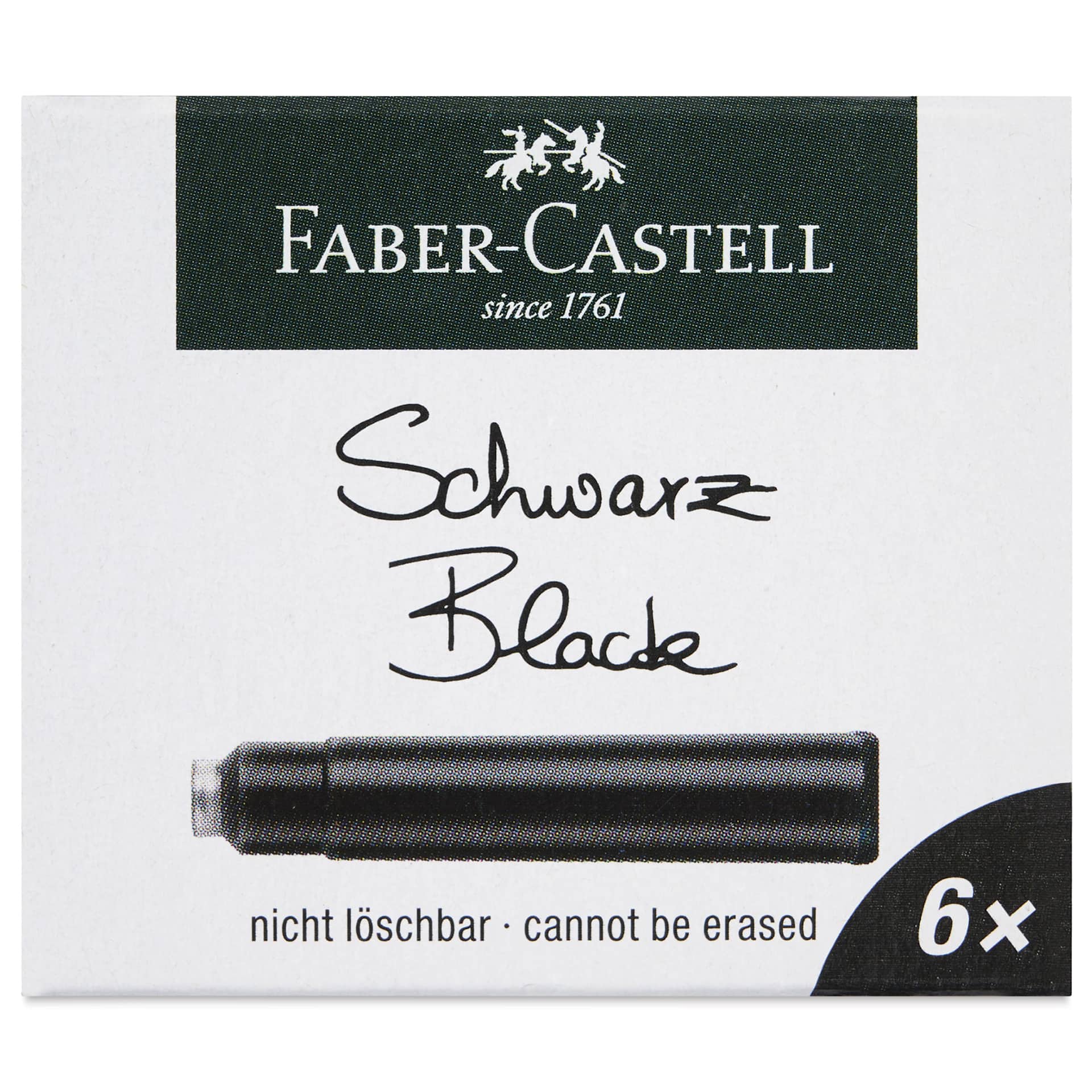 Faber-Castell Fountain Pen Cartridges - Brilliant Black, Pkg of 6 - front of packaging