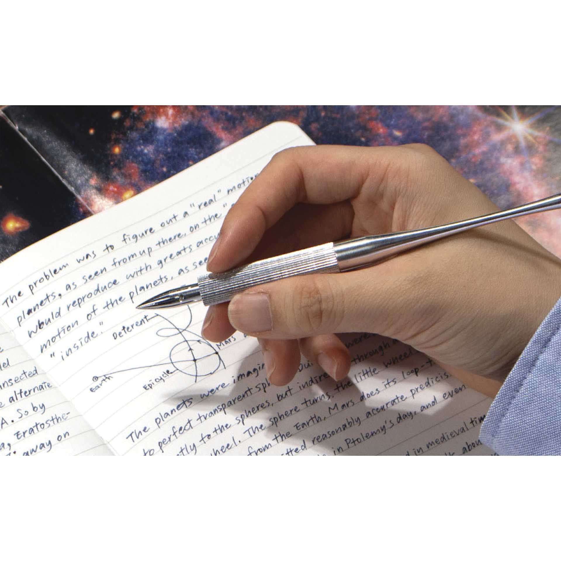 Colorverse Shuttle Nib Holder - Long, Aluminum, in hand (nib not included)