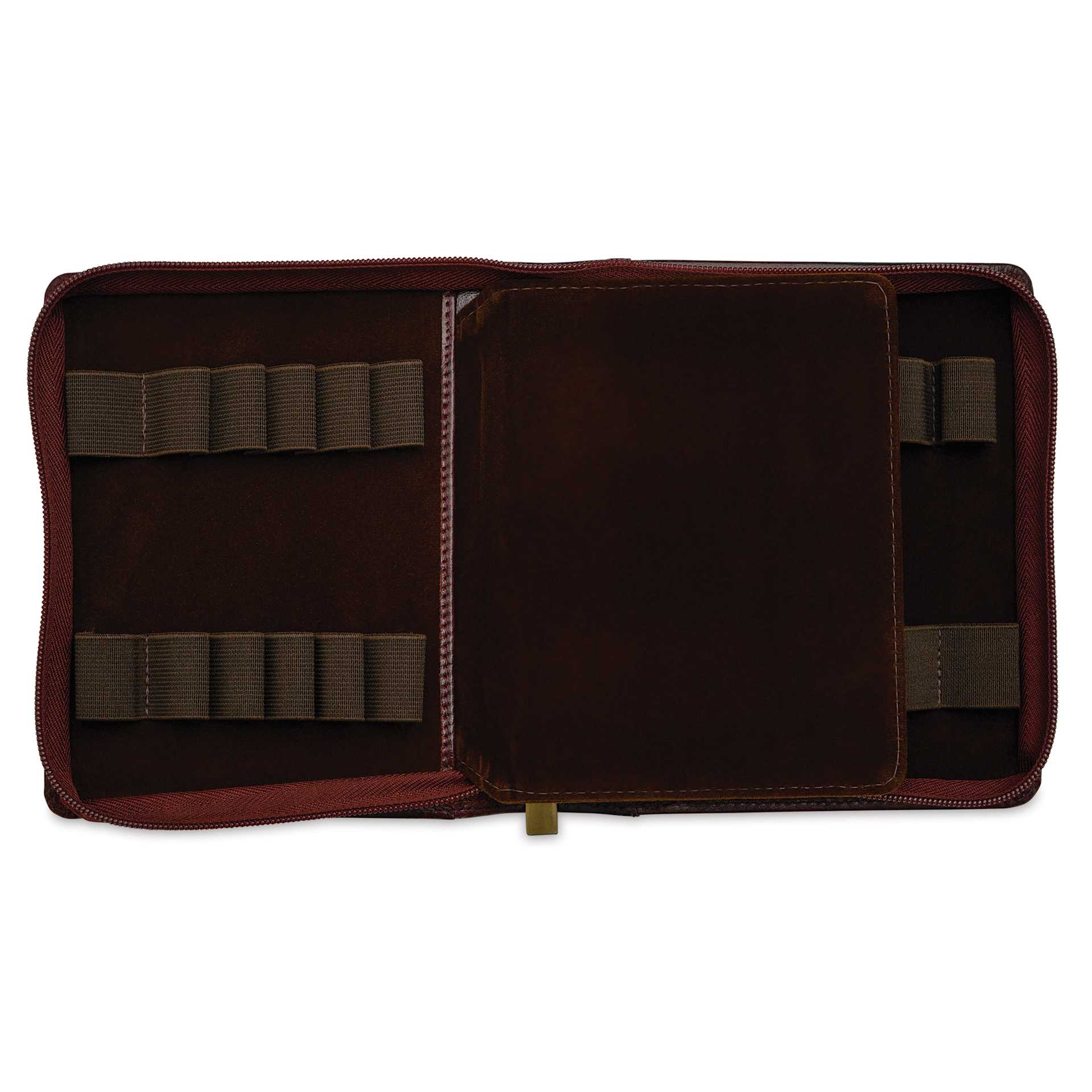Girologio 12 Leather Pen Zip Case - Oxblood, open