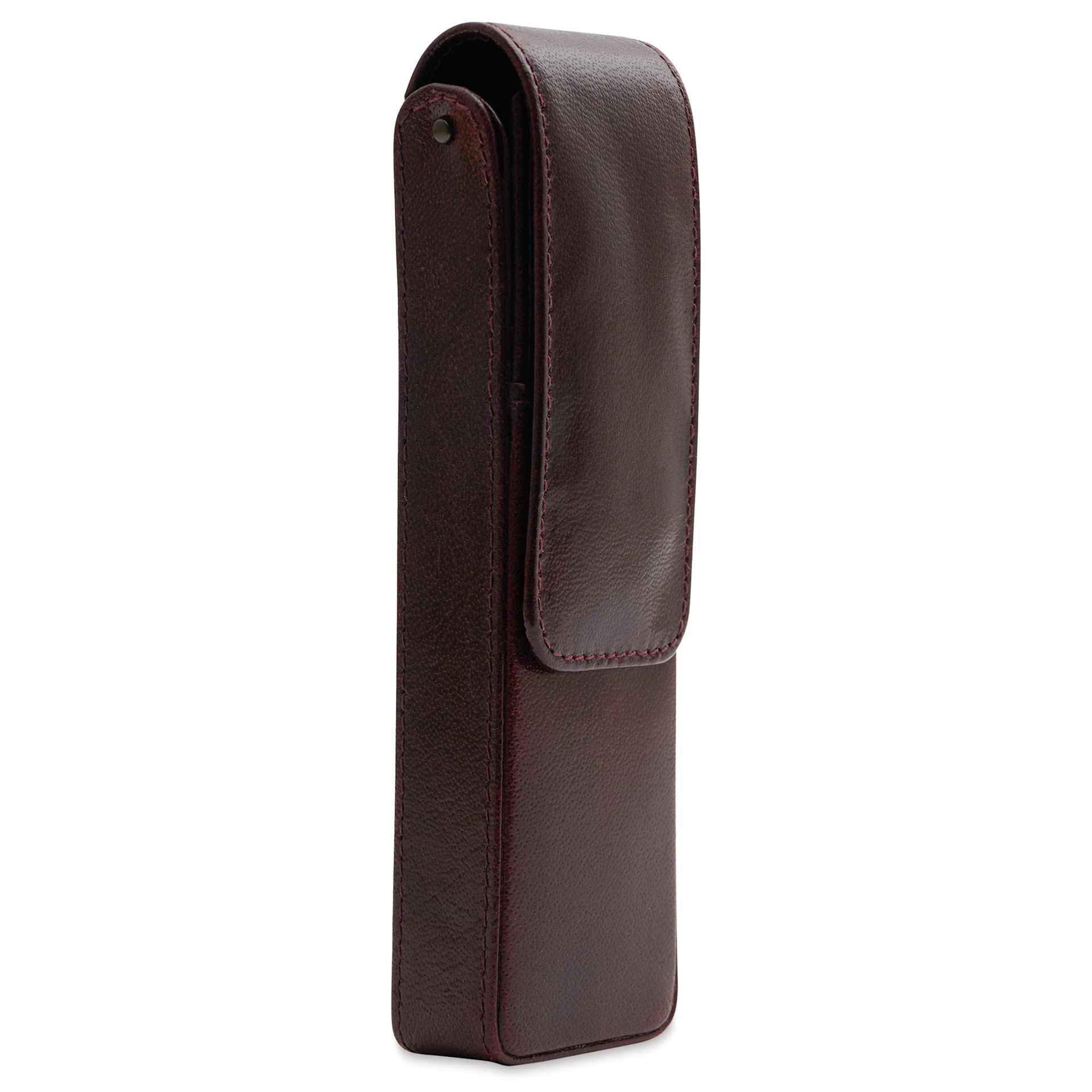 Girologio 2 Leather Pen Case - Oxblood, side of the case