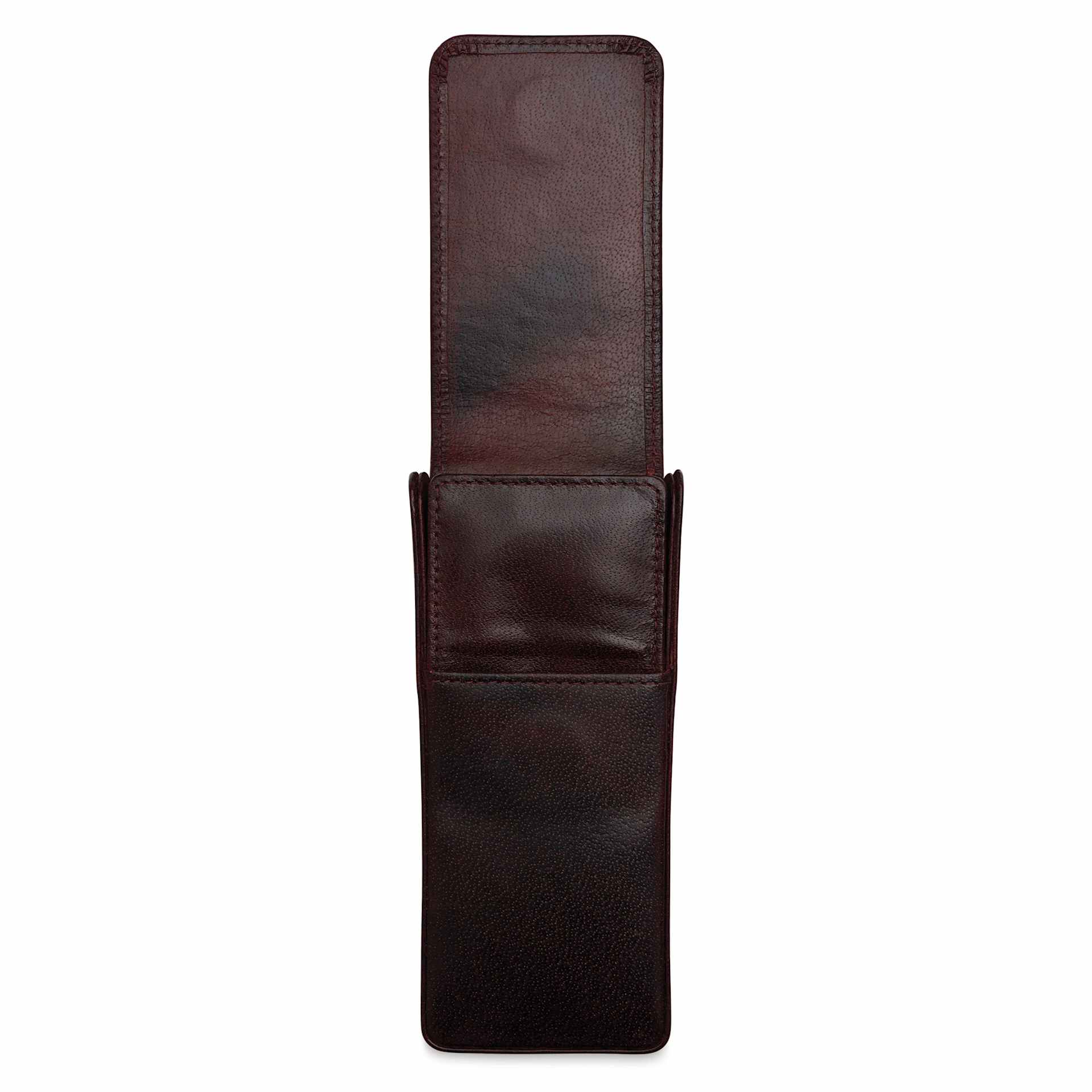 Girologio 3 Leather Pen Case - Oxblood, magnetic flap open