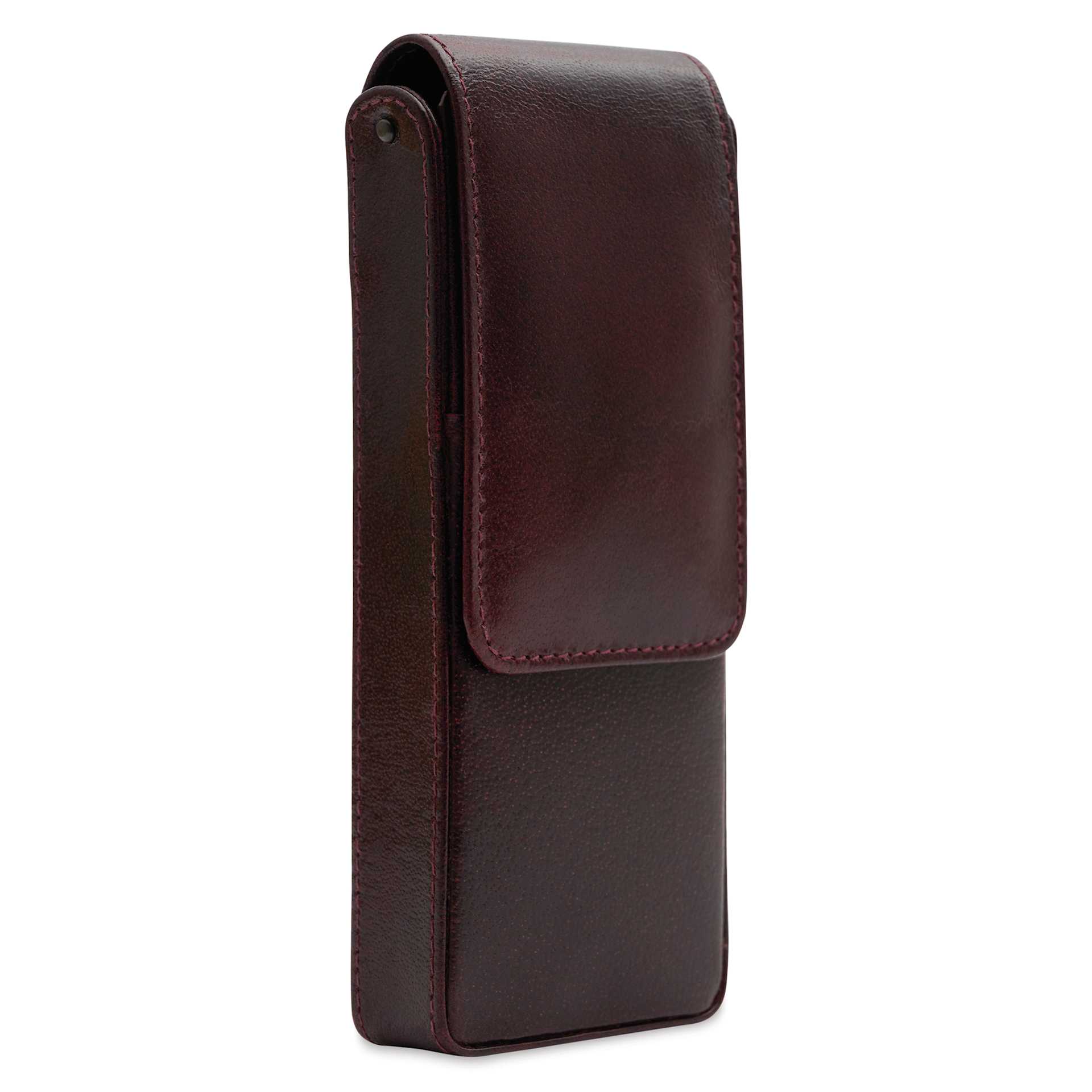 Girologio 3 Leather Pen Case - Oxblood, side