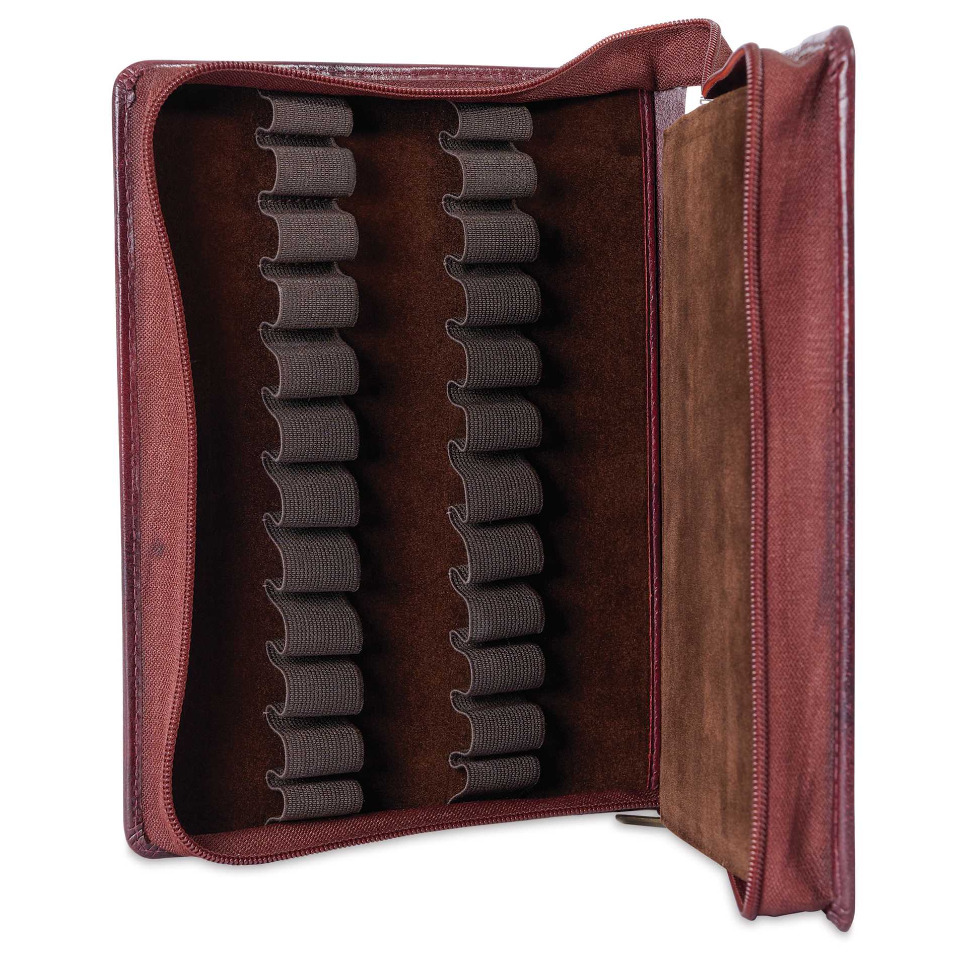 Girologio 24 Pen Leather Zip Case - Oxblood, 7.1" x 8.9"