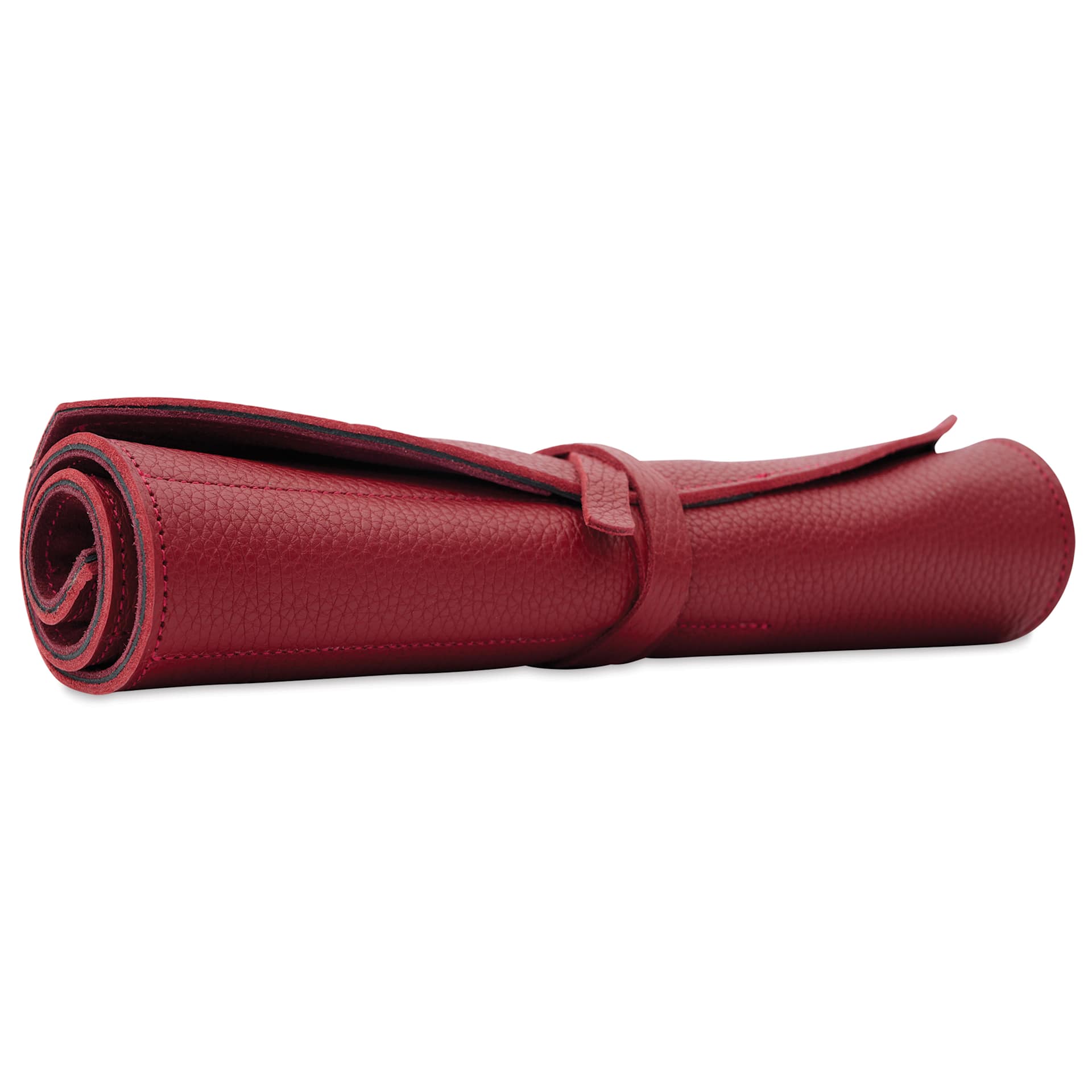 Girologio 10 Pen Leather Roll - Crimson Ember, strapped