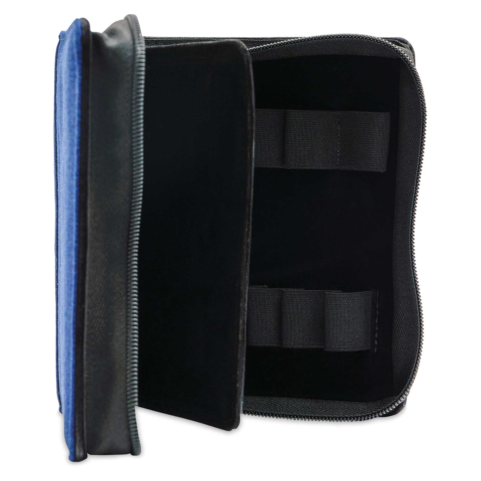 Girologio 12 Denim Pen Zip Case - Cotton Denim, open showing compartments