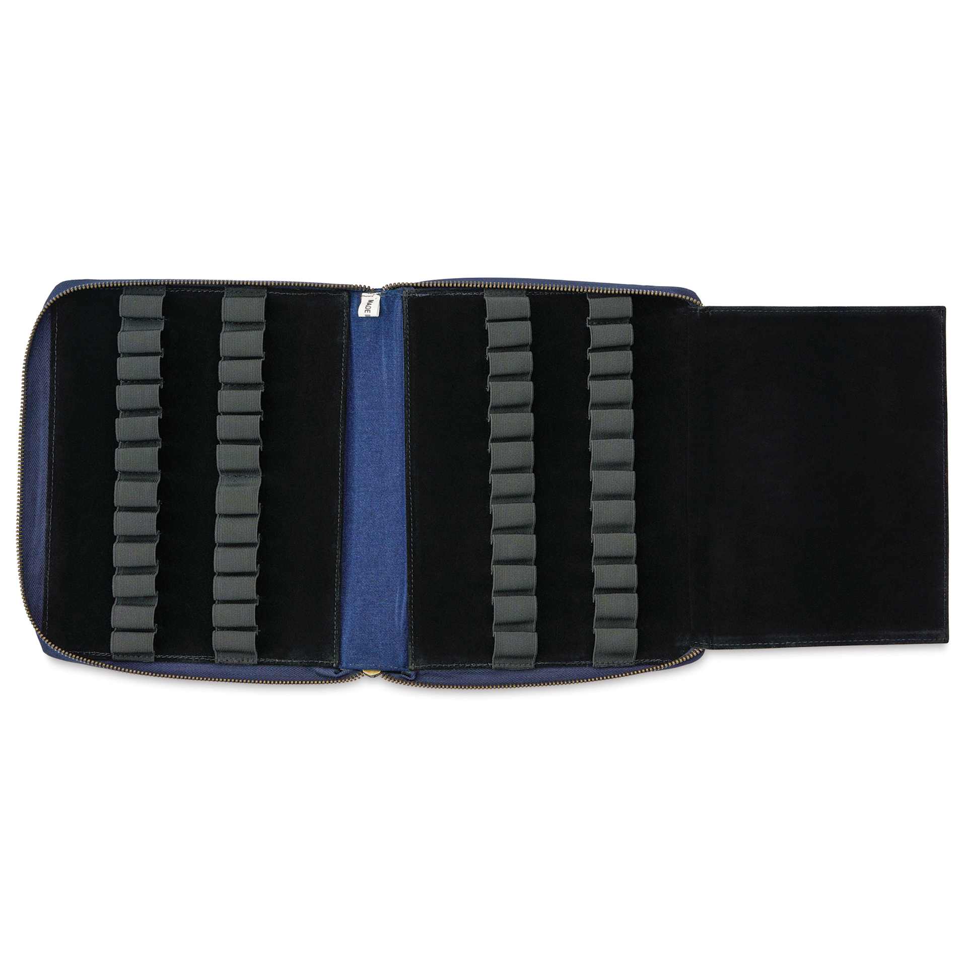 Girologio 24 Pen Leather Zip Case - Cotton Denim, 7.1" x 8.9"