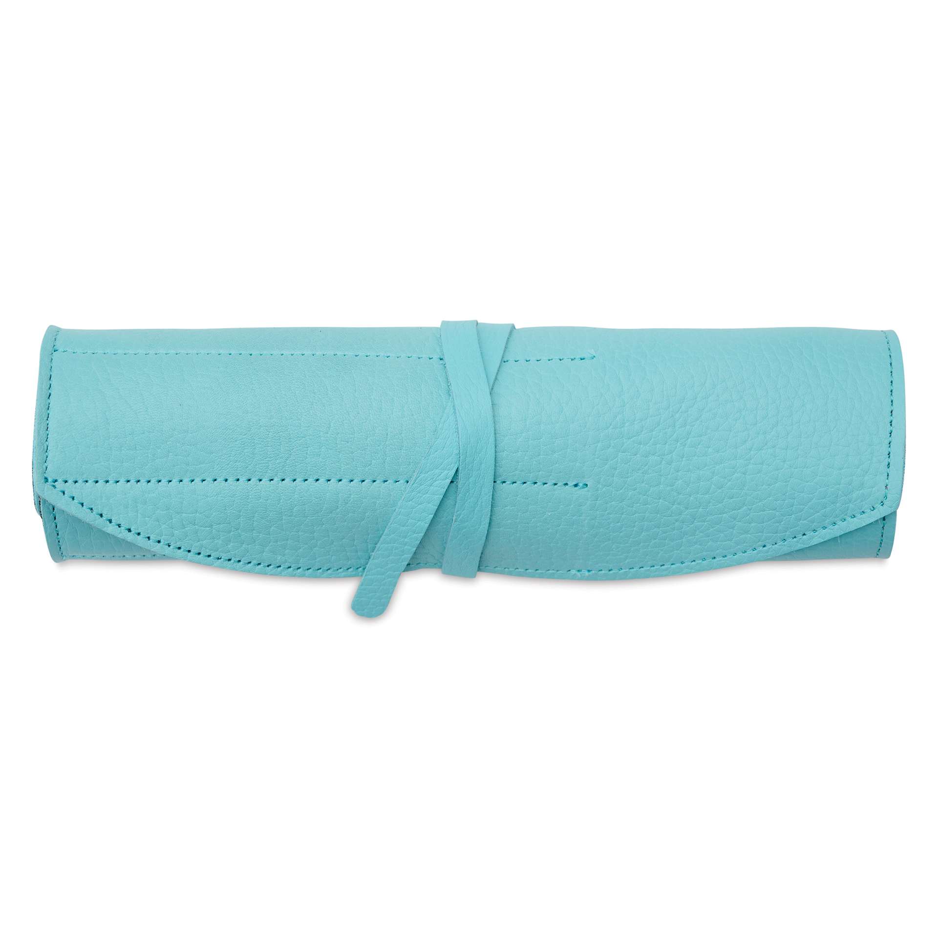Girologio 10 Pen Leather Roll - Aqua Breeze, closed