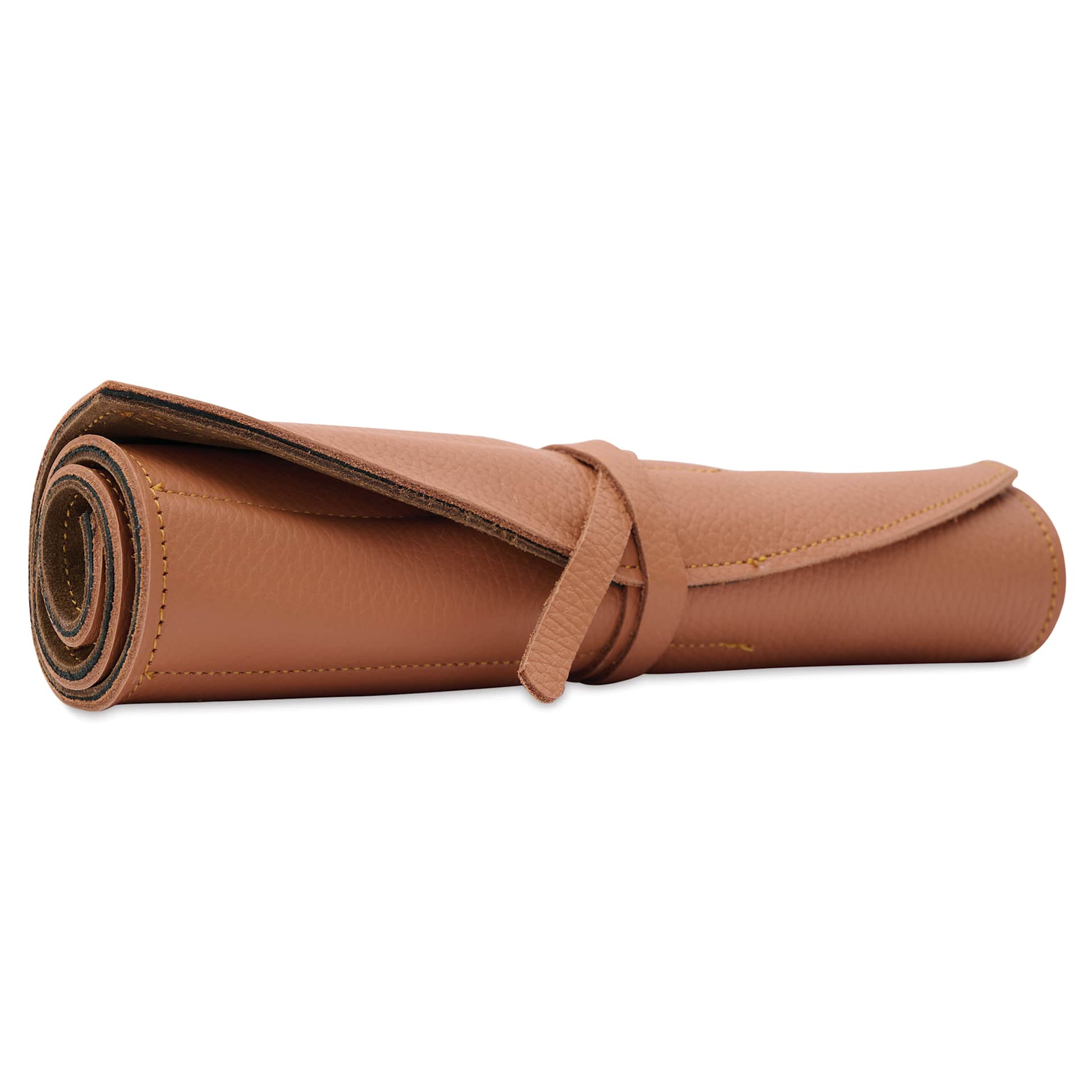 Girologio 10 Pen Leather Roll - Rustic Saddle, strapped