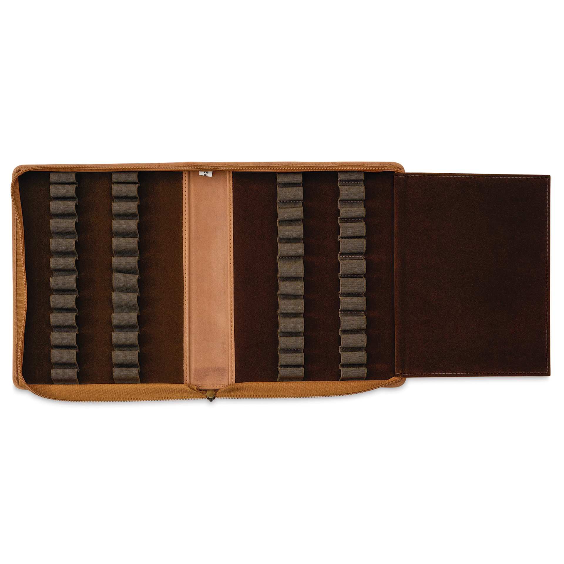 Girologio 24 Pen Leather Zip Case - Saddle Tan, 7.1" x 8.9"