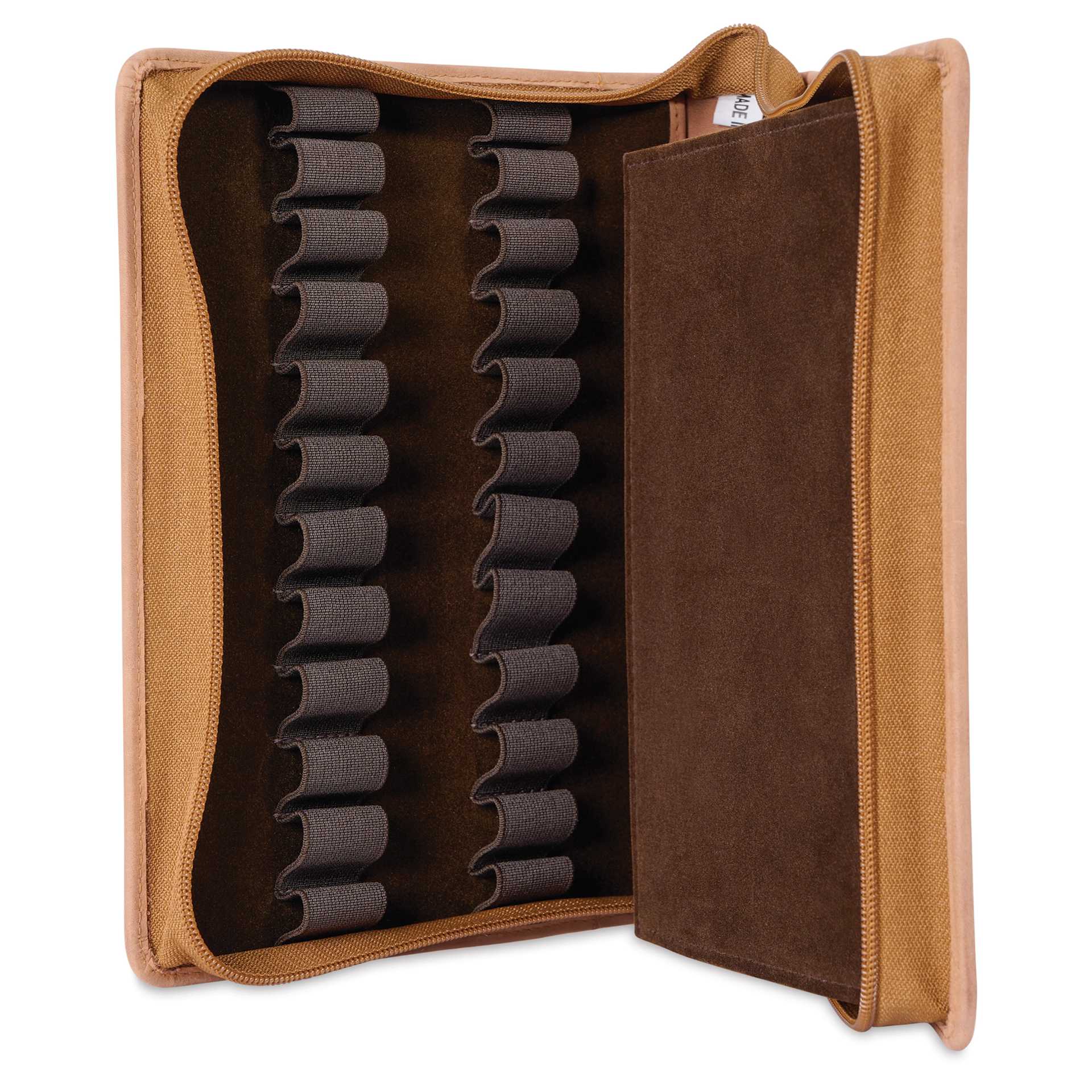 Girologio 24 Pen Leather Zip Case - Saddle Tan, 7.1" x 8.9"