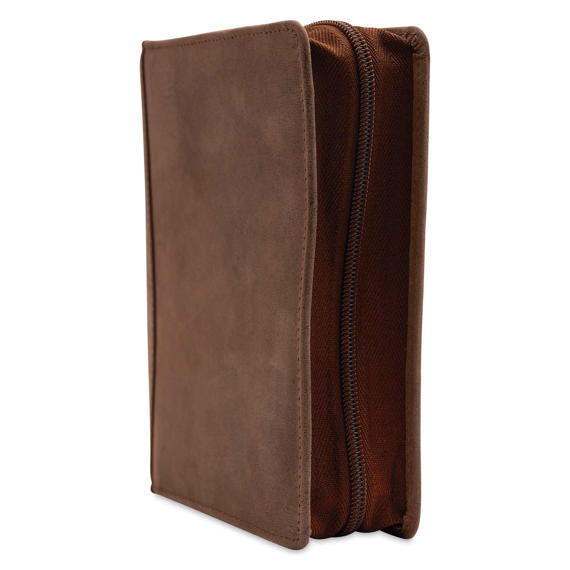 Girologio 12 Leather Pen Zip Case - Bomber Brown, closed showing zipper