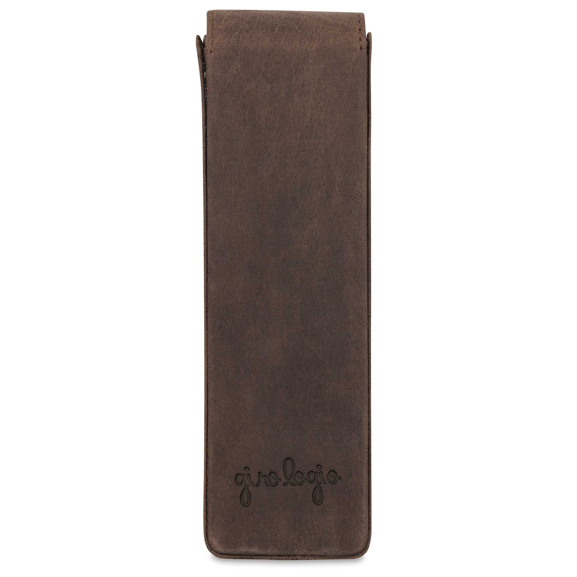 Girologio 2 Leather Pen Case - Bomber Brown, back of the case